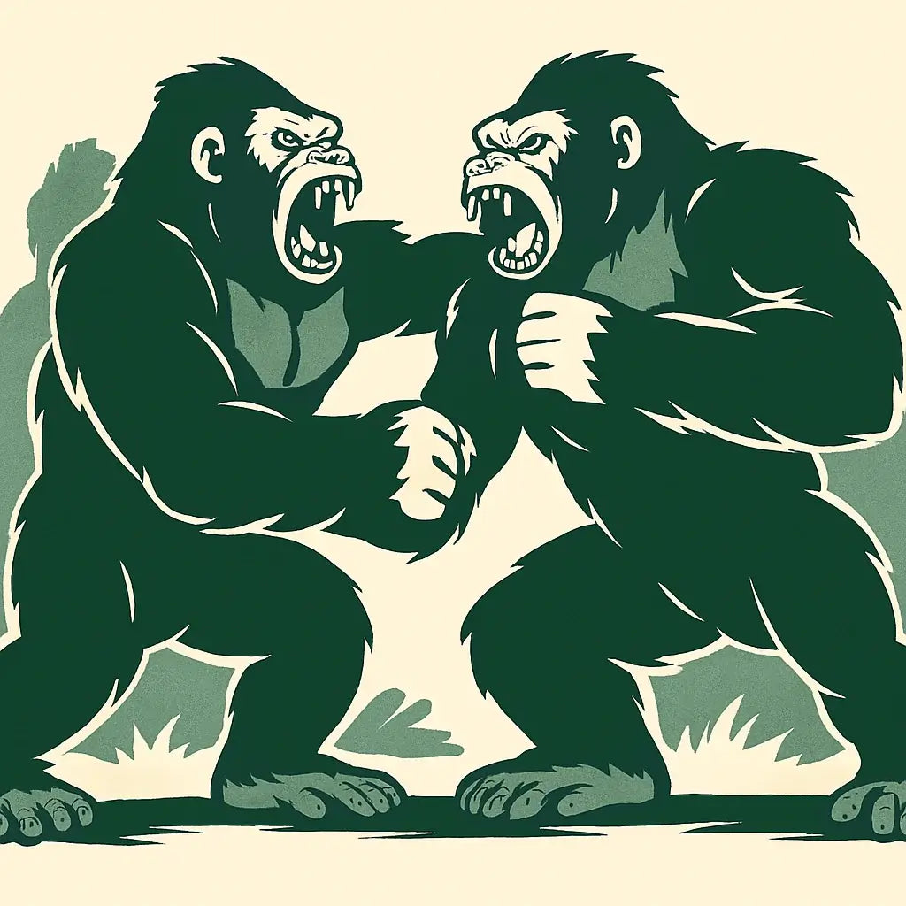 Combat military gorilla collection image, two gorillas in combat green and cream themed