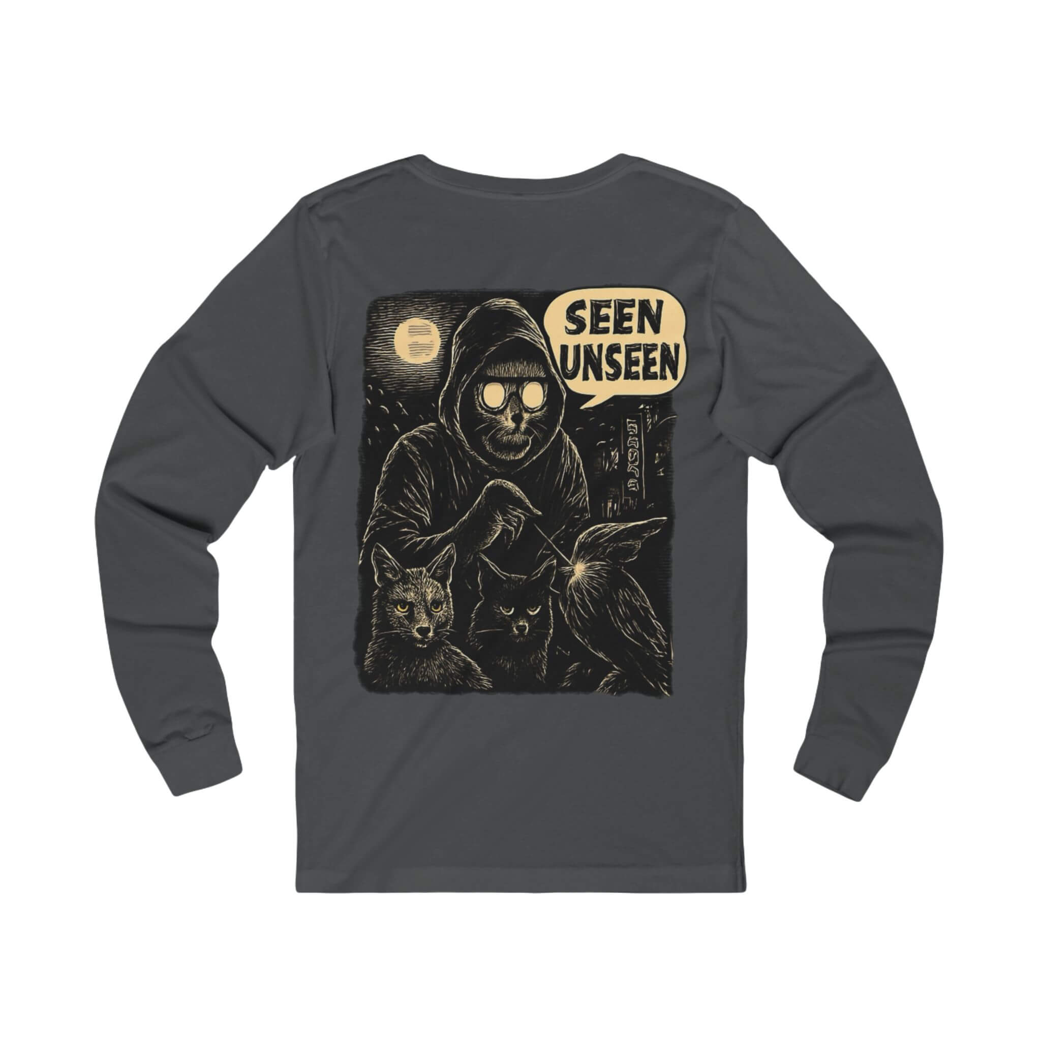 Asphalt COMIGO CLOTHING CO. Spirit Watcher longsleeve with a spirit watcher graphic on the back.