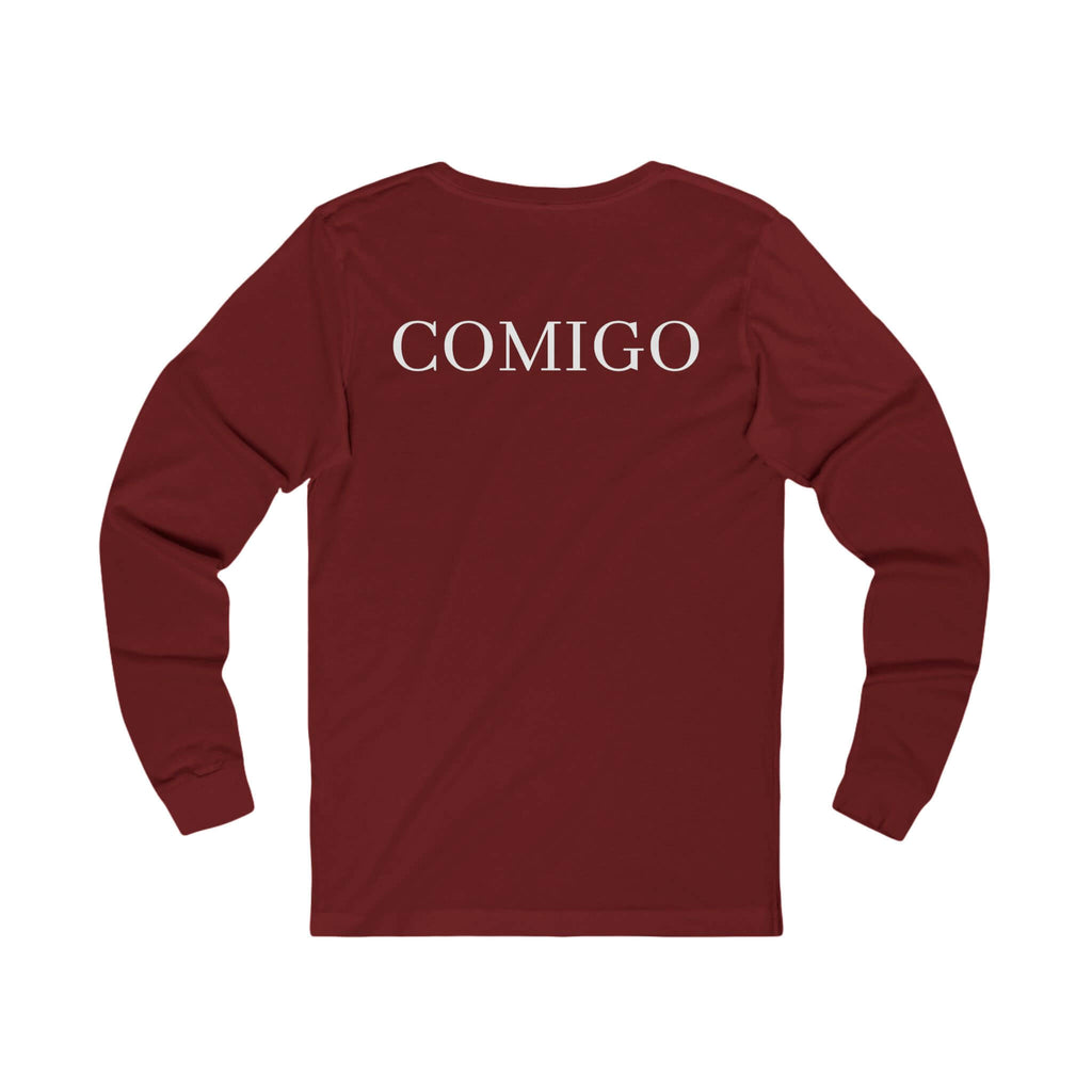 Cardinal COMIGO CLOTHING CO. Original Comigo Logo longsleeve with the original Comigo logo on the back.