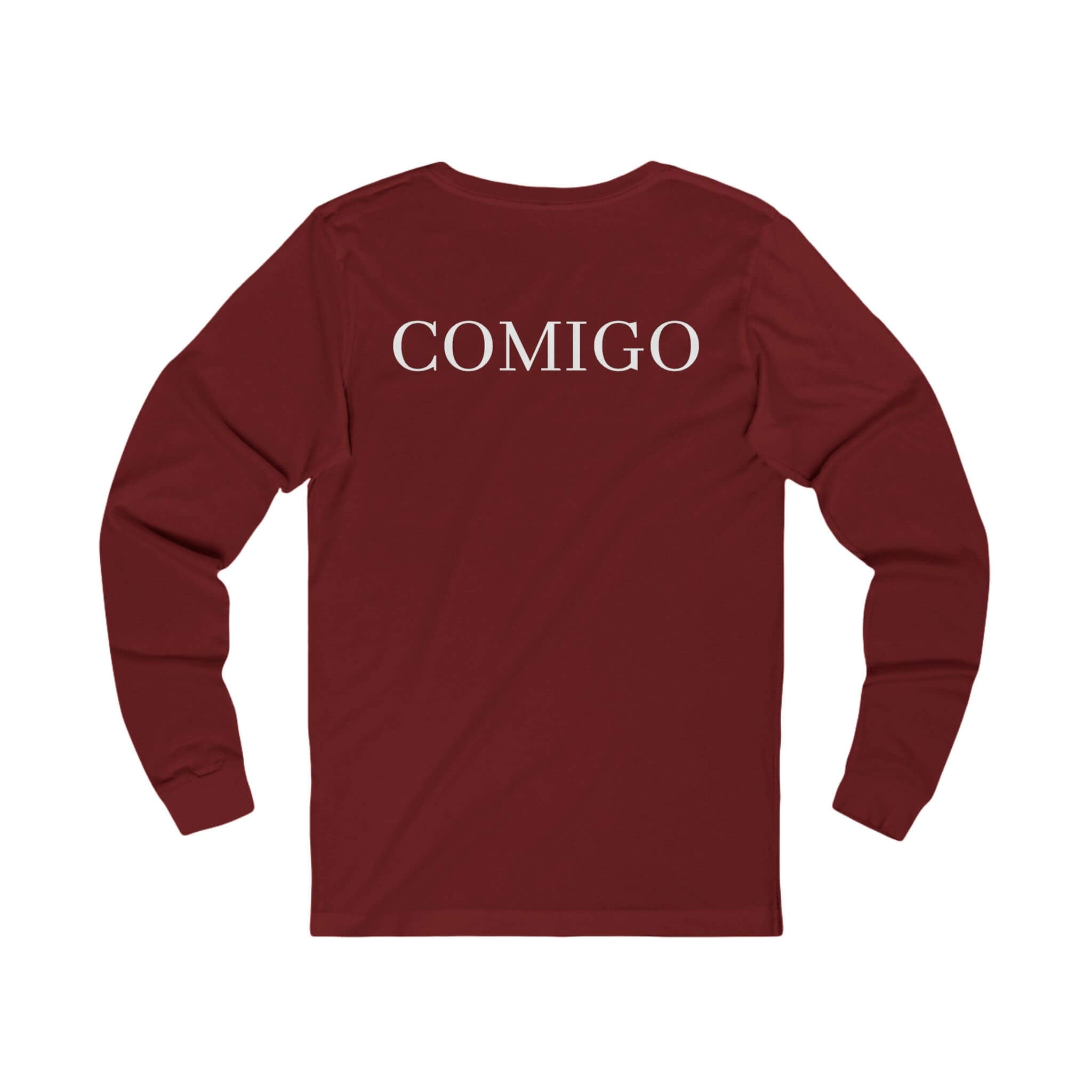Cardinal COMIGO CLOTHING CO. Original Comigo Logo longsleeve with the original Comigo logo on the back.