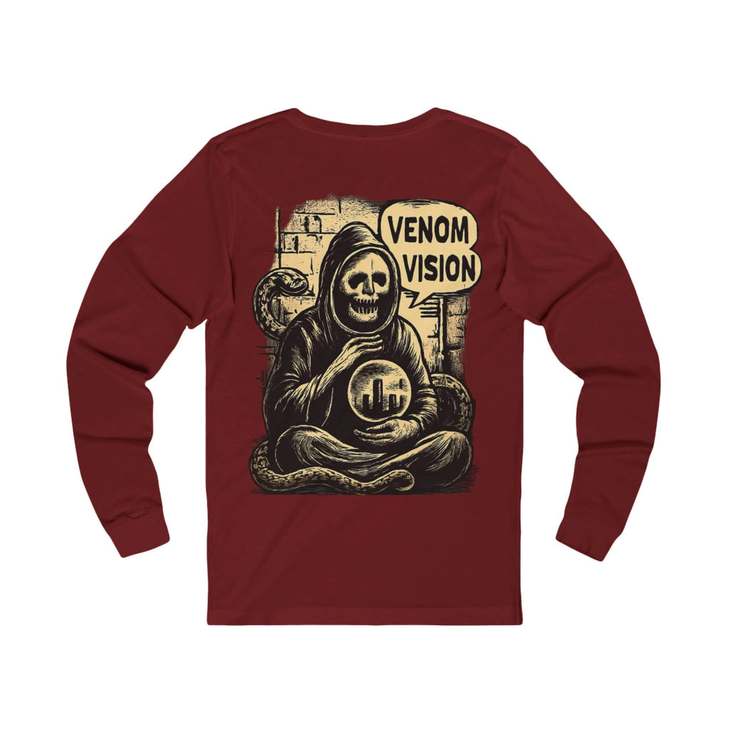 Cardinal COMIGO CLOTHING CO. Serpent Oracle longsleeve with a mystical serpent graphic on the back.