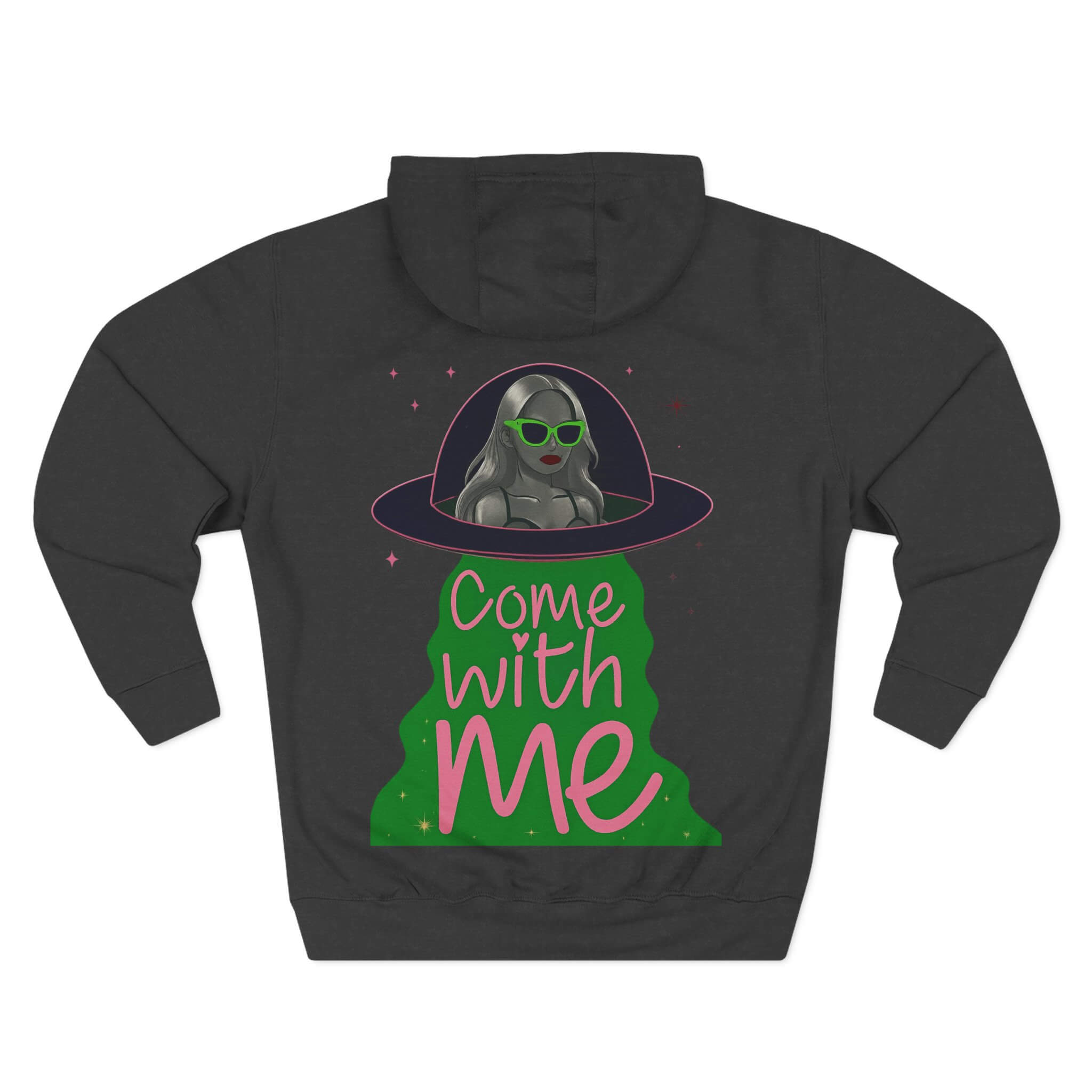 Charcoal Heather COMIGO CLOTHING CO. Lime Lite Rendezvous hoodie with the lime lite rendezvous graphic on the back.