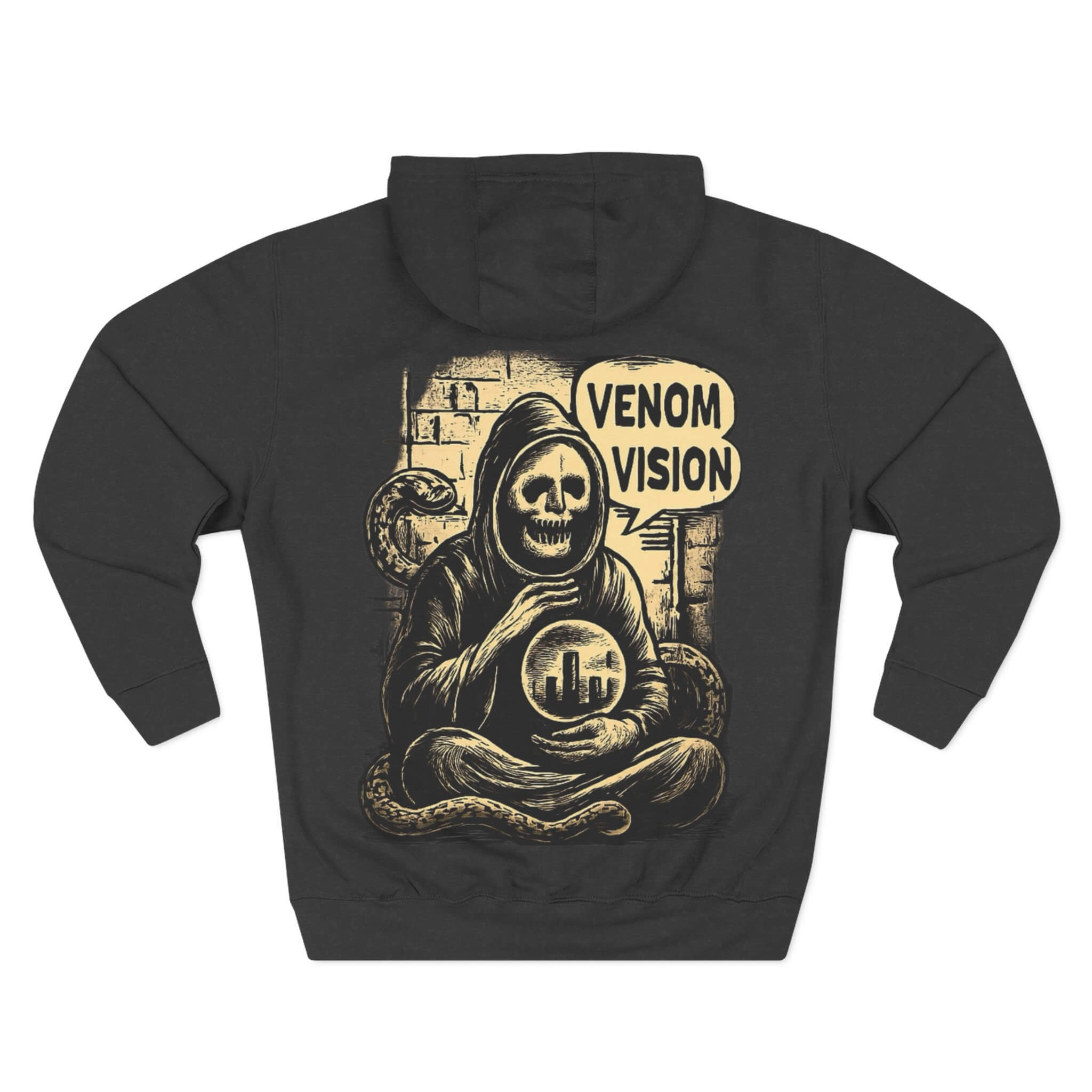 Charcoal Heather COMIGO CLOTHING CO. Serpent Oracle hoodie with a mystical serpent graphic on the back.
