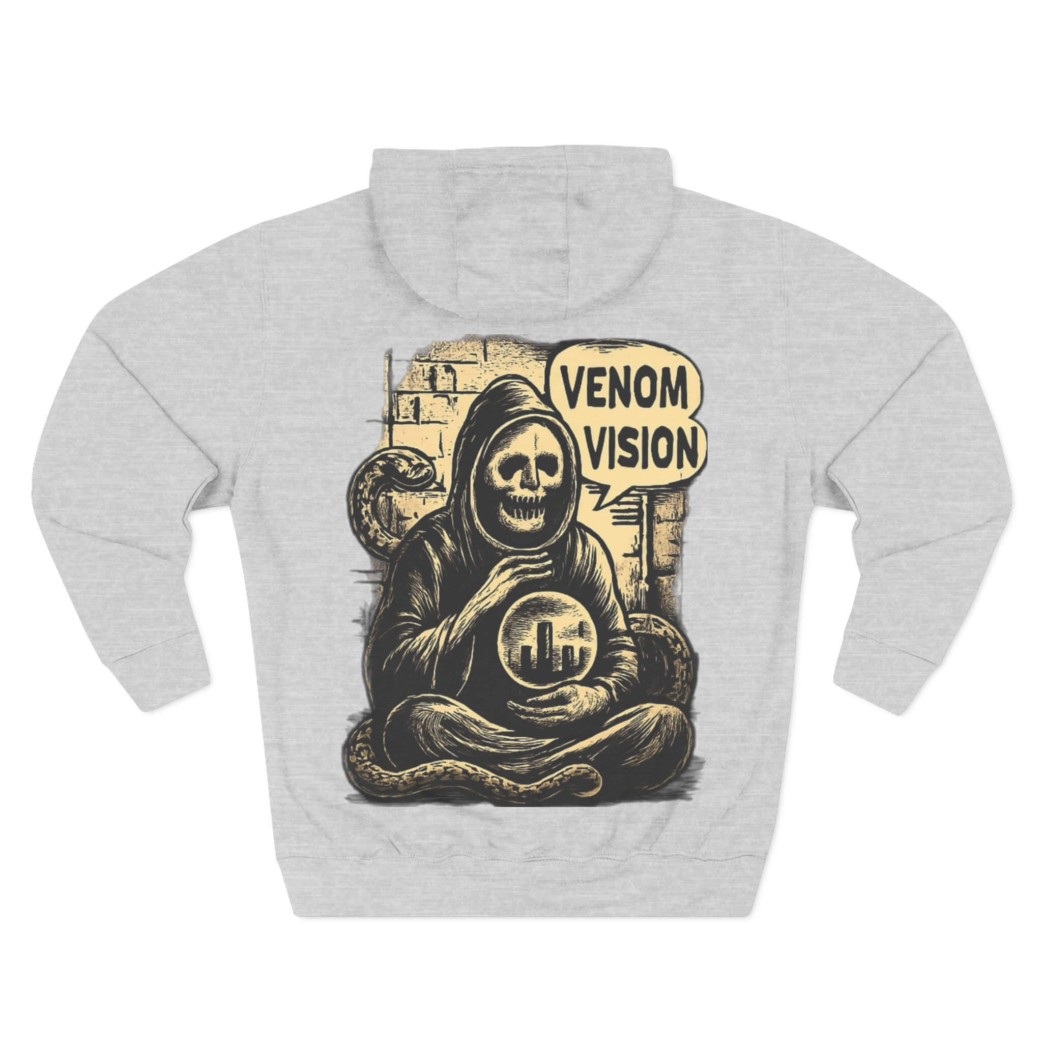 Heather Grey COMIGO CLOTHING CO. Serpent Oracle hoodie with a mystical serpent graphic on the back.