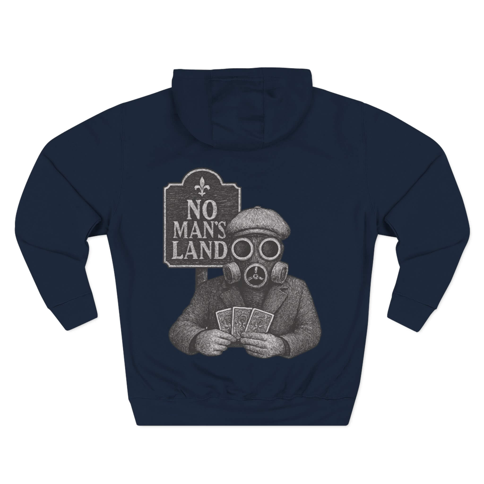 Navy COMIGO CLOTHING CO. Alchemist of Cards hoodie with an alchemist of cards graphic on the back.