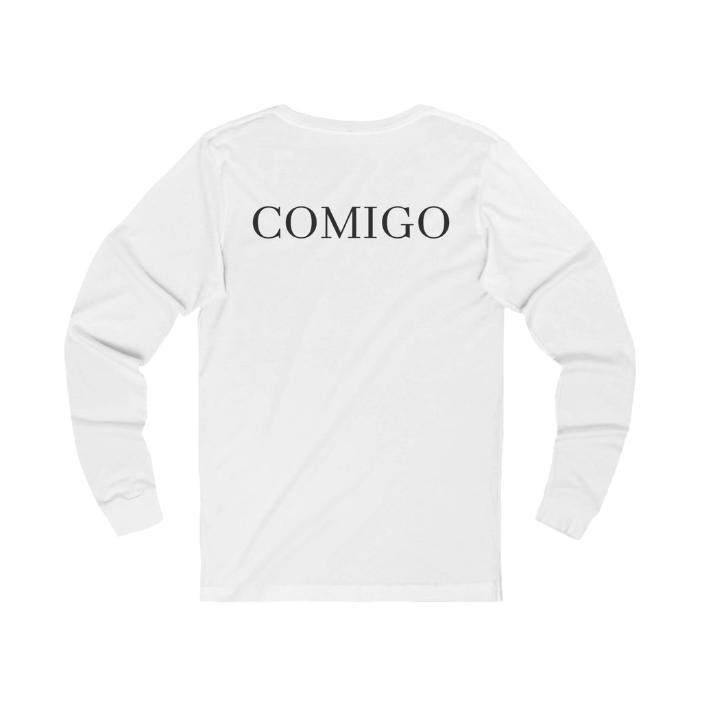 White COMIGO CLOTHING CO. Original Comigo Logo longsleeve with the original Comigo logo on the back.