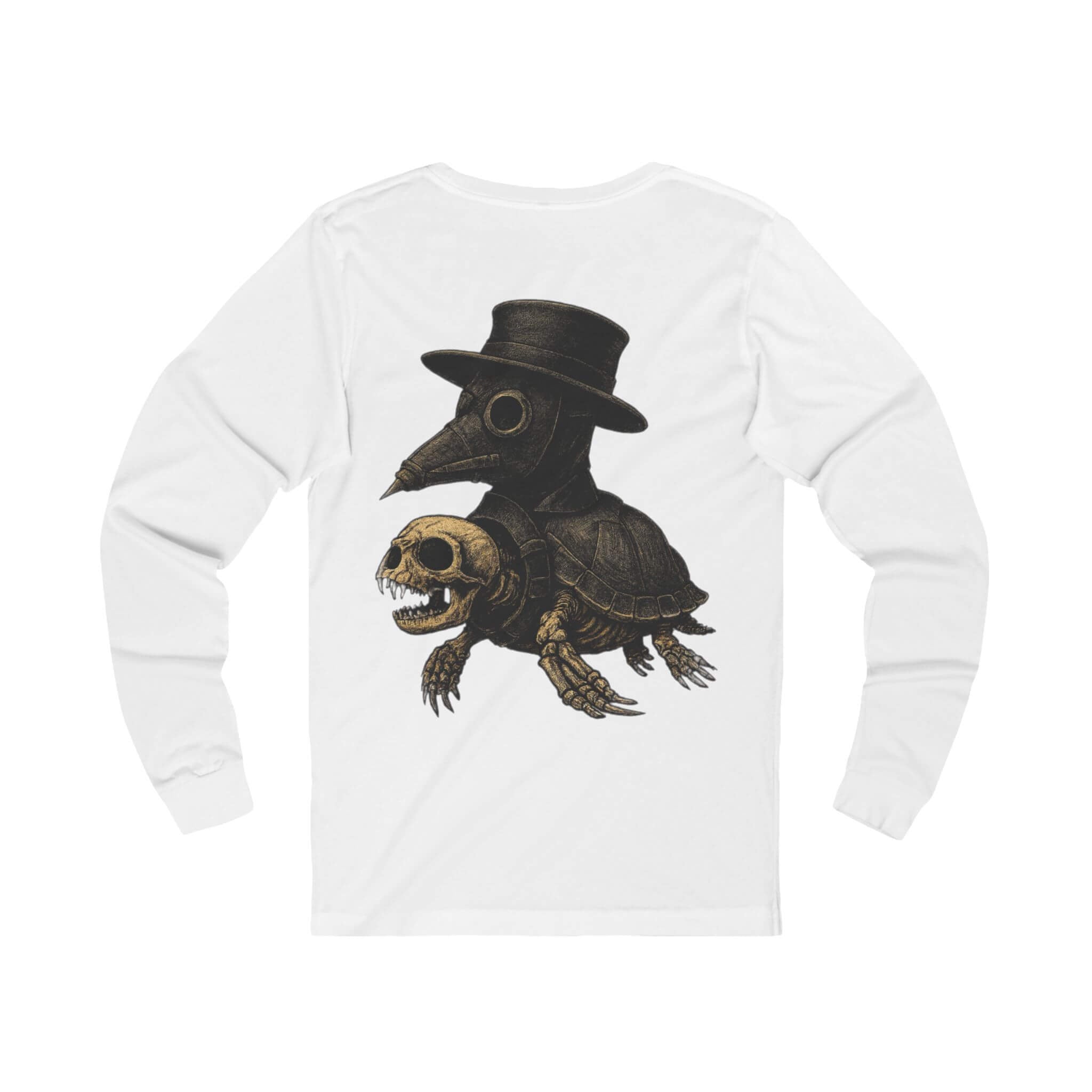 White COMIGO CLOTHING CO. Bone Mechanic longsleeve with a bone mechanic skull graphic on the back.