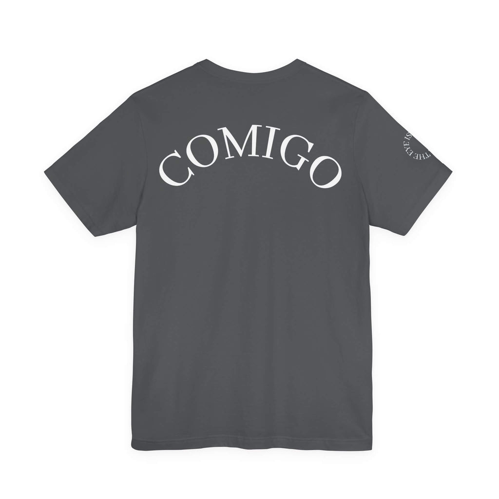 Asphalt COMIGO CLOTHING CO. 1ten L1 Jogga soft t-shirt with "comigo" writing on the back.