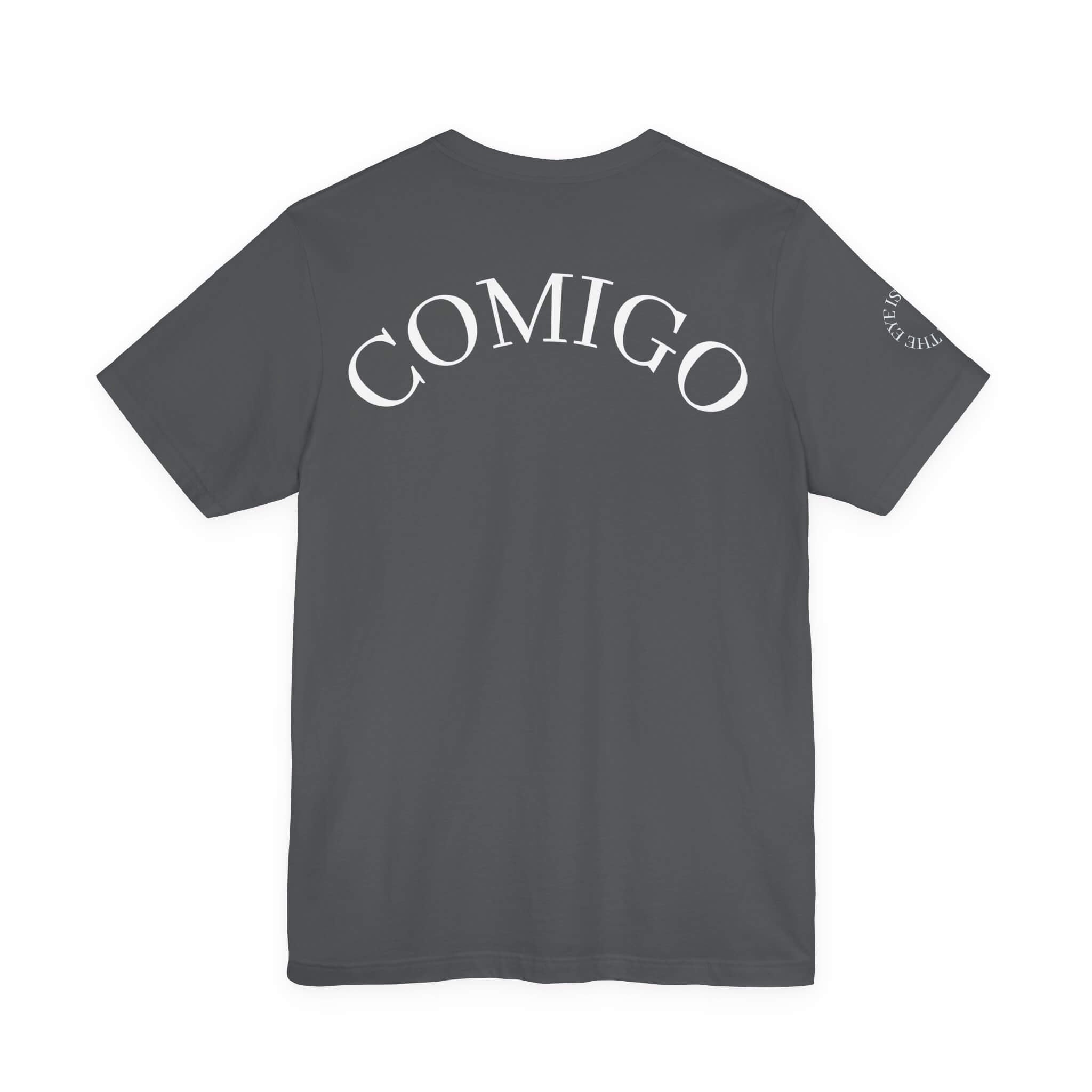 Asphalt COMIGO CLOTHING CO. 1ten L1 Jogga soft t-shirt with "comigo" writing on the back.