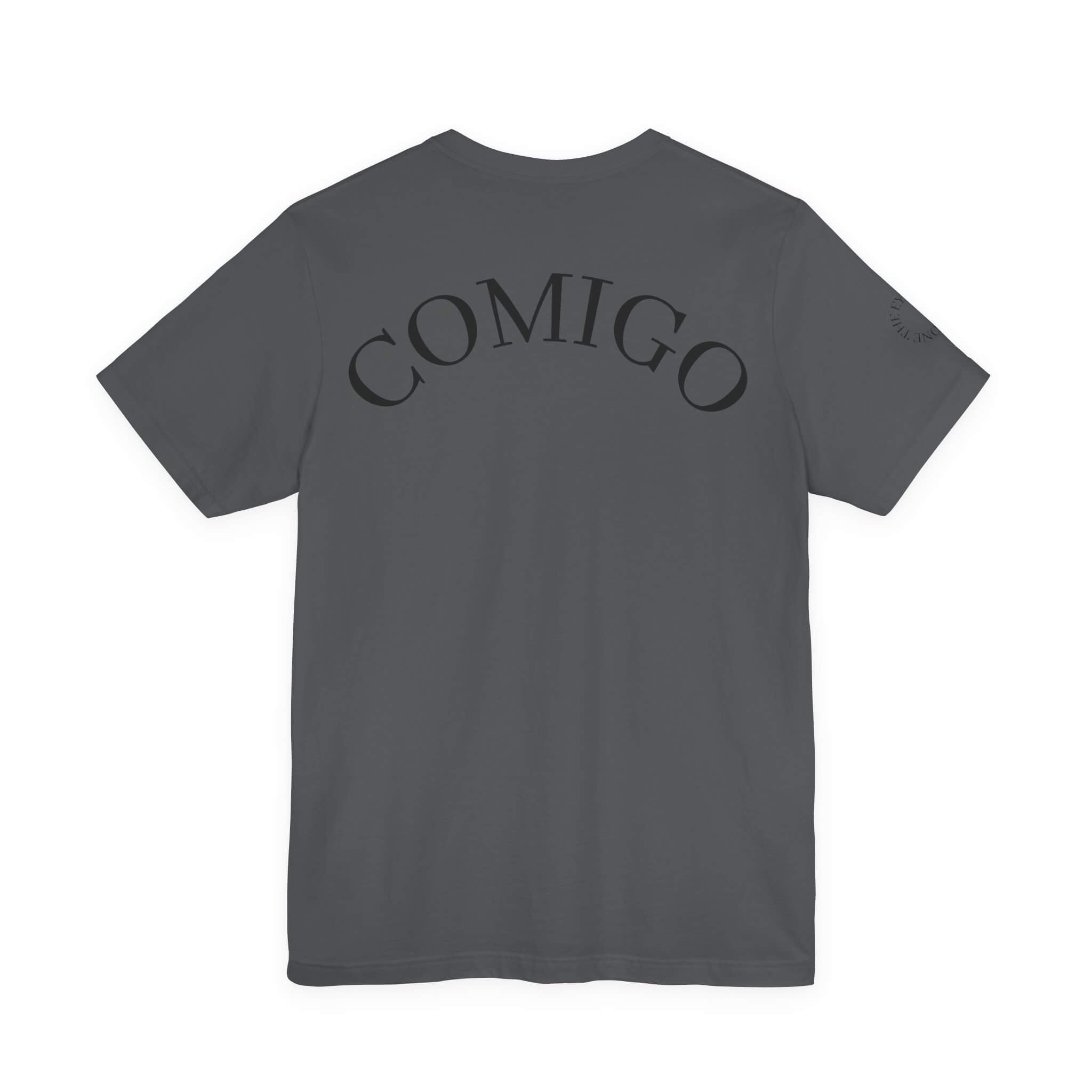 Asphalt COMIGO CLOTHING CO. Rboss soft t-shirt with "comigo" writing on the back.