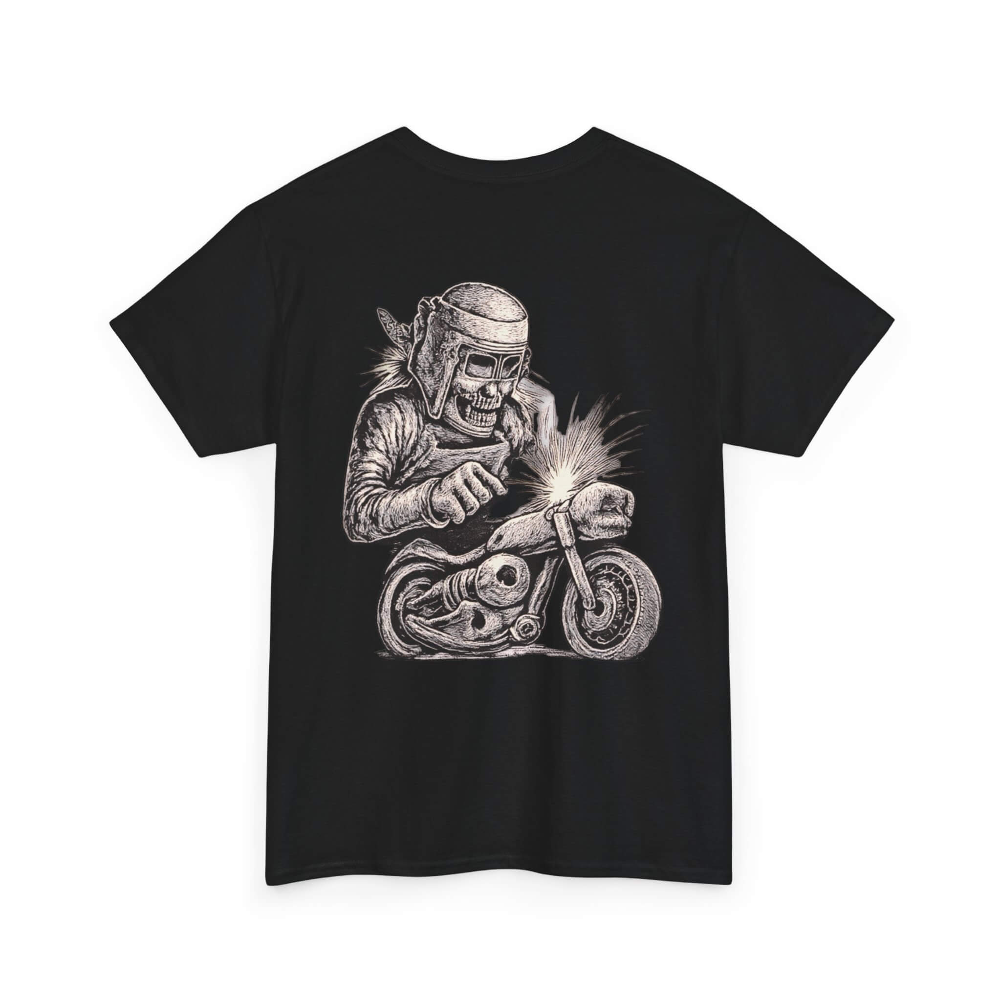 Black COMIGO CLOTHING CO. Bone Mechanic t-shirt with a bone mechanic skull graphic on the back.