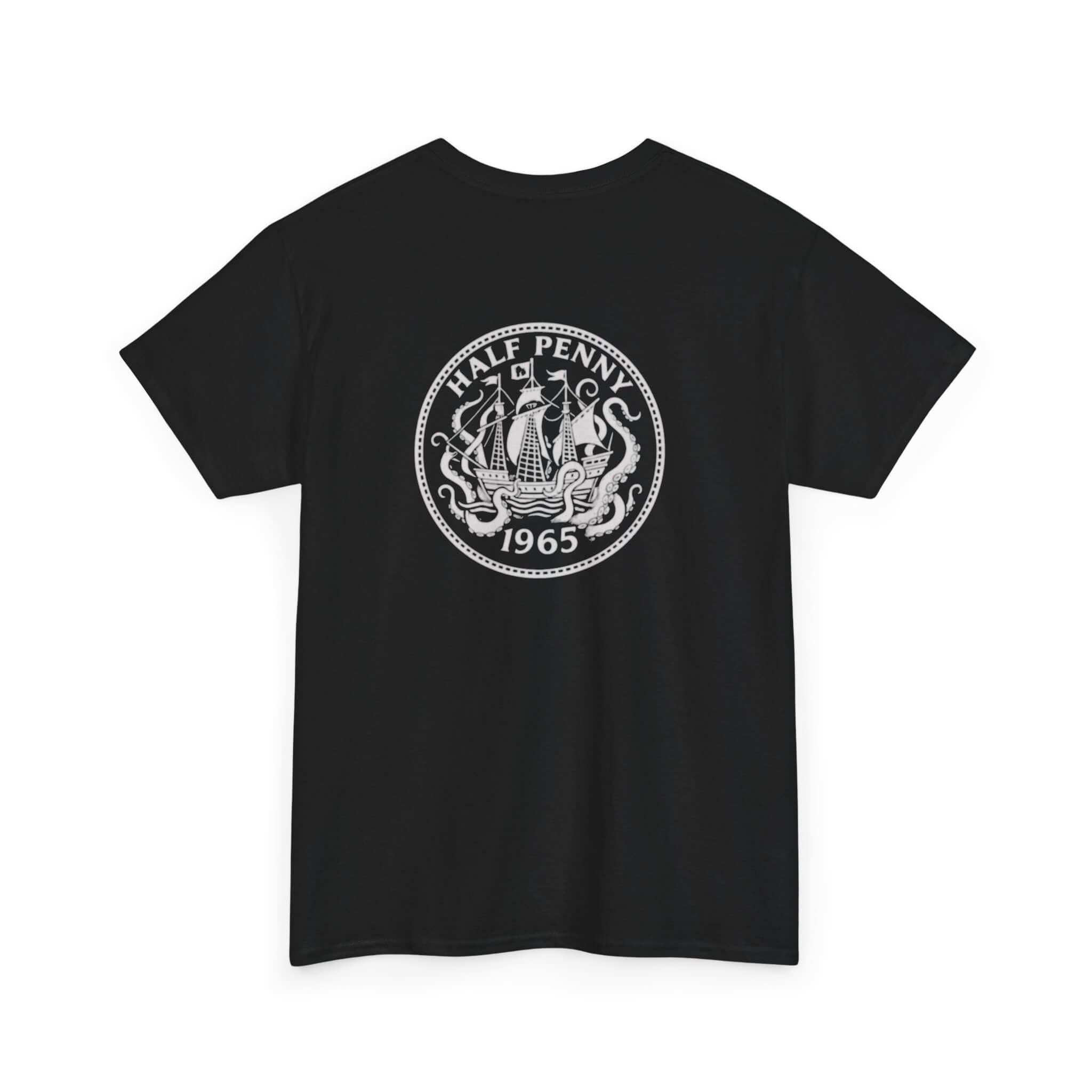 Black COMIGO CLOTHING CO. Krakens Ransom t-shirt with a ship and tentacles graphic on the back








