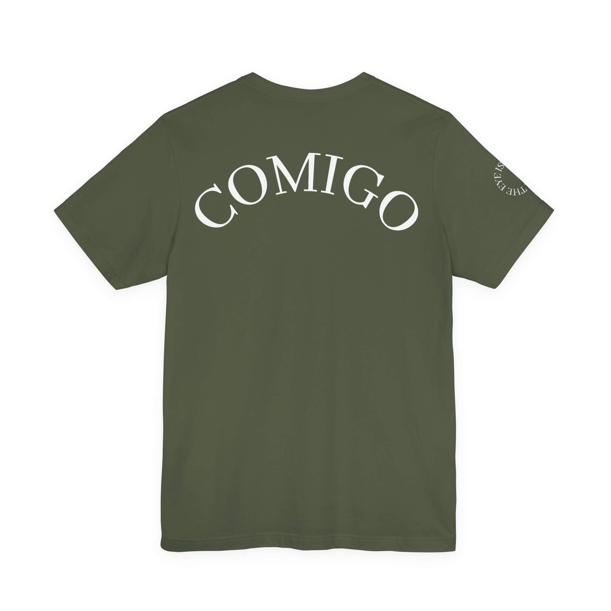 Military Green COMIGO CLOTHING CO. 1ten L1 Jogga soft t-shirt with "comigo" writing on the back.