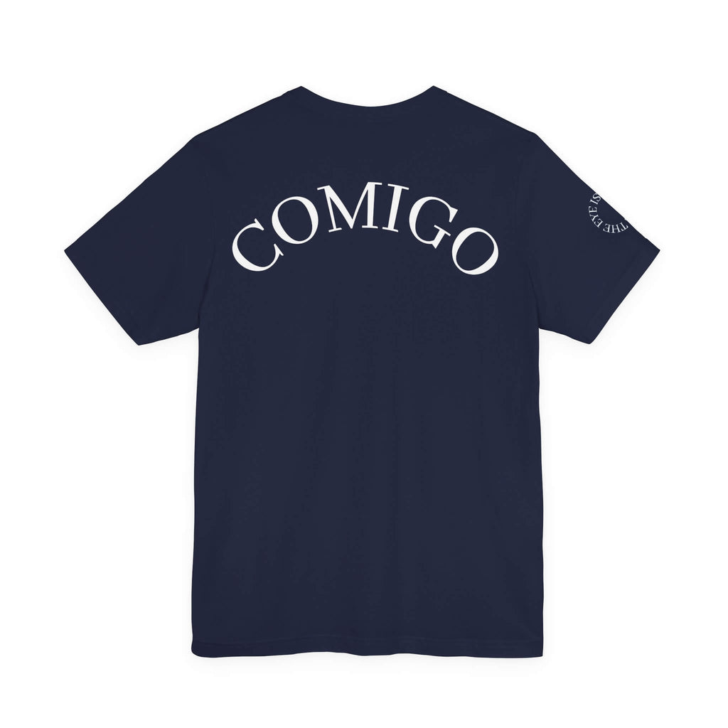 Navy COMIGO CLOTHING CO. 1ten L1 Jogga soft t-shirt with "comigo" writing on the back.