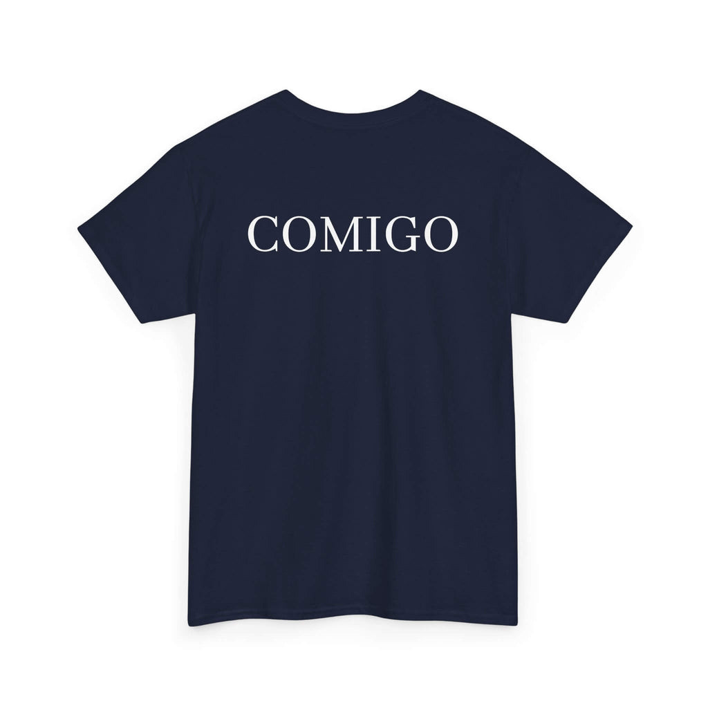 Navy COMIGO CLOTHING CO. Original Comigo t-shirt with the original Comigo logo on the back.