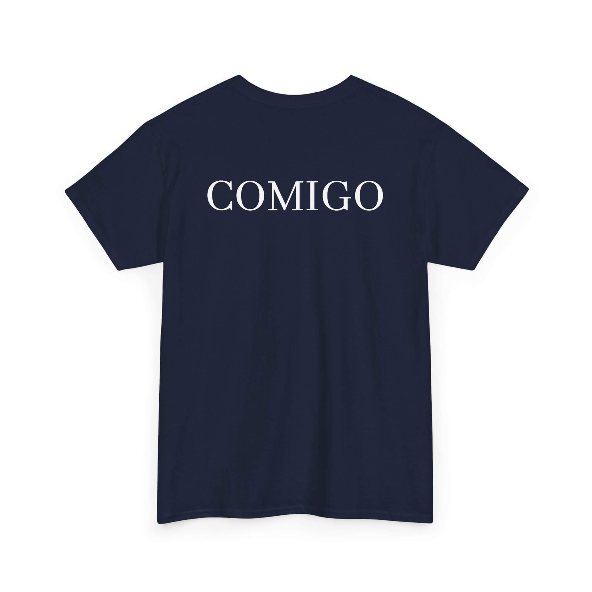 Navy COMIGO CLOTHING CO. Original Comigo t-shirt with the original Comigo logo on the back.