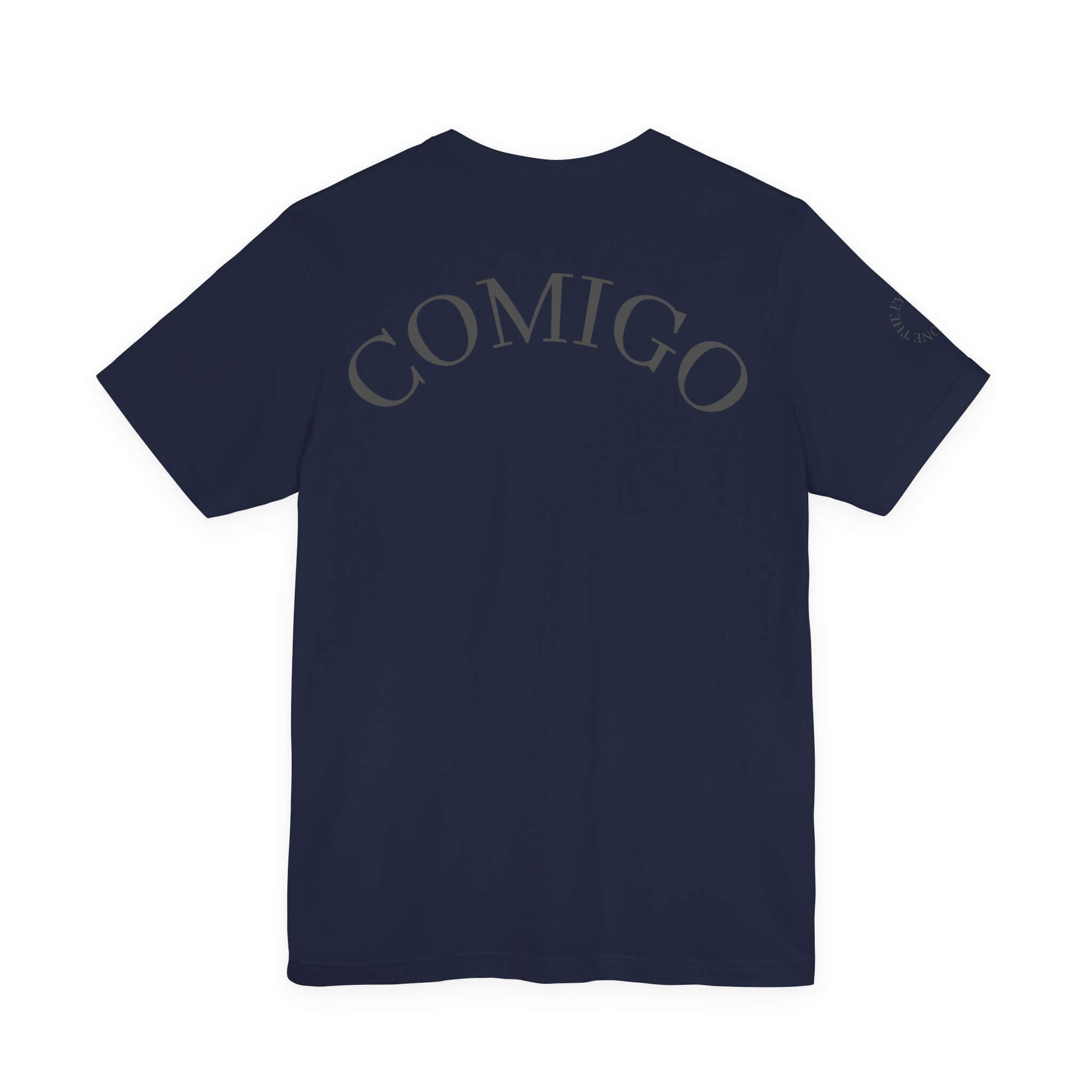 Navy COMIGO CLOTHING CO. Rboss soft t-shirt with "comigo" writing on the back.