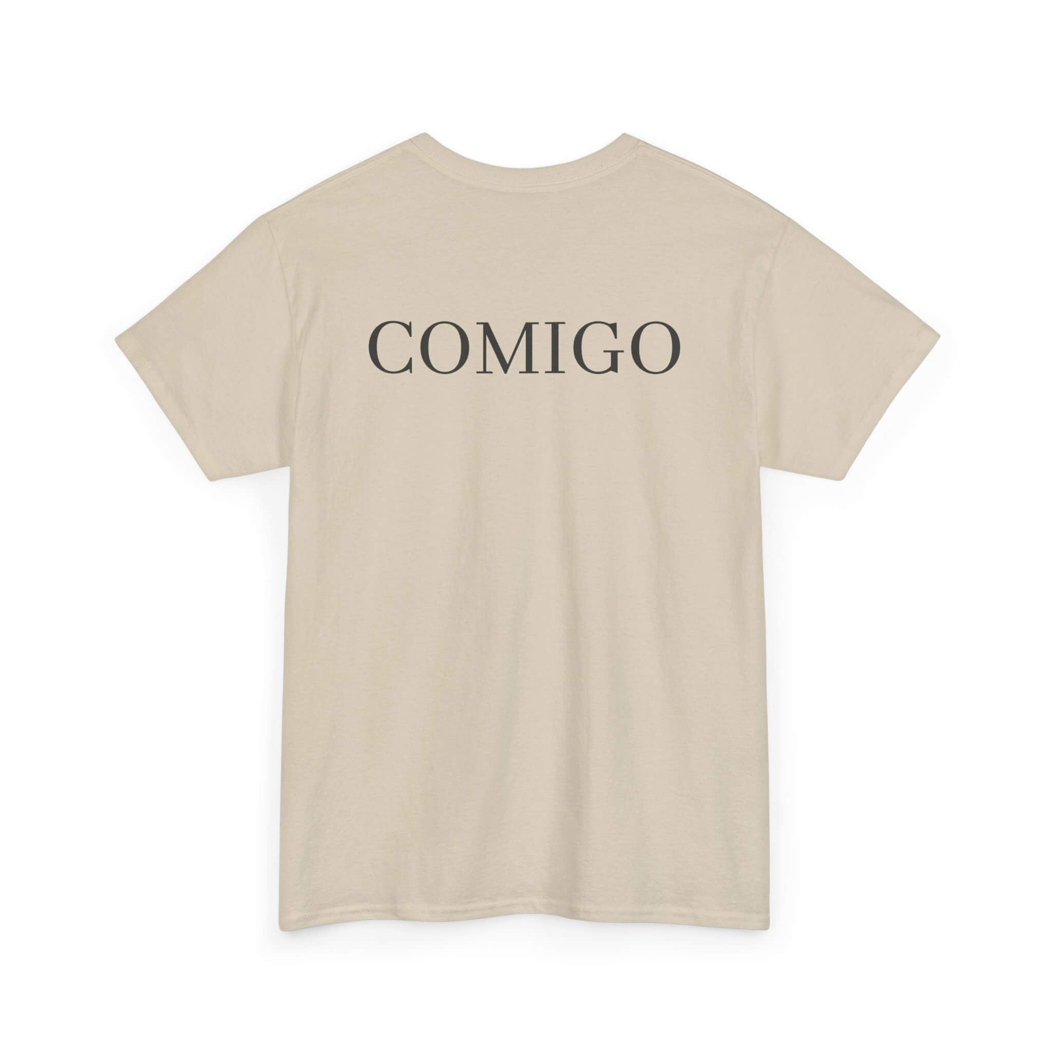 Sand COMIGO CLOTHING CO. Original Comigo t-shirt with the original Comigo logo on the back.