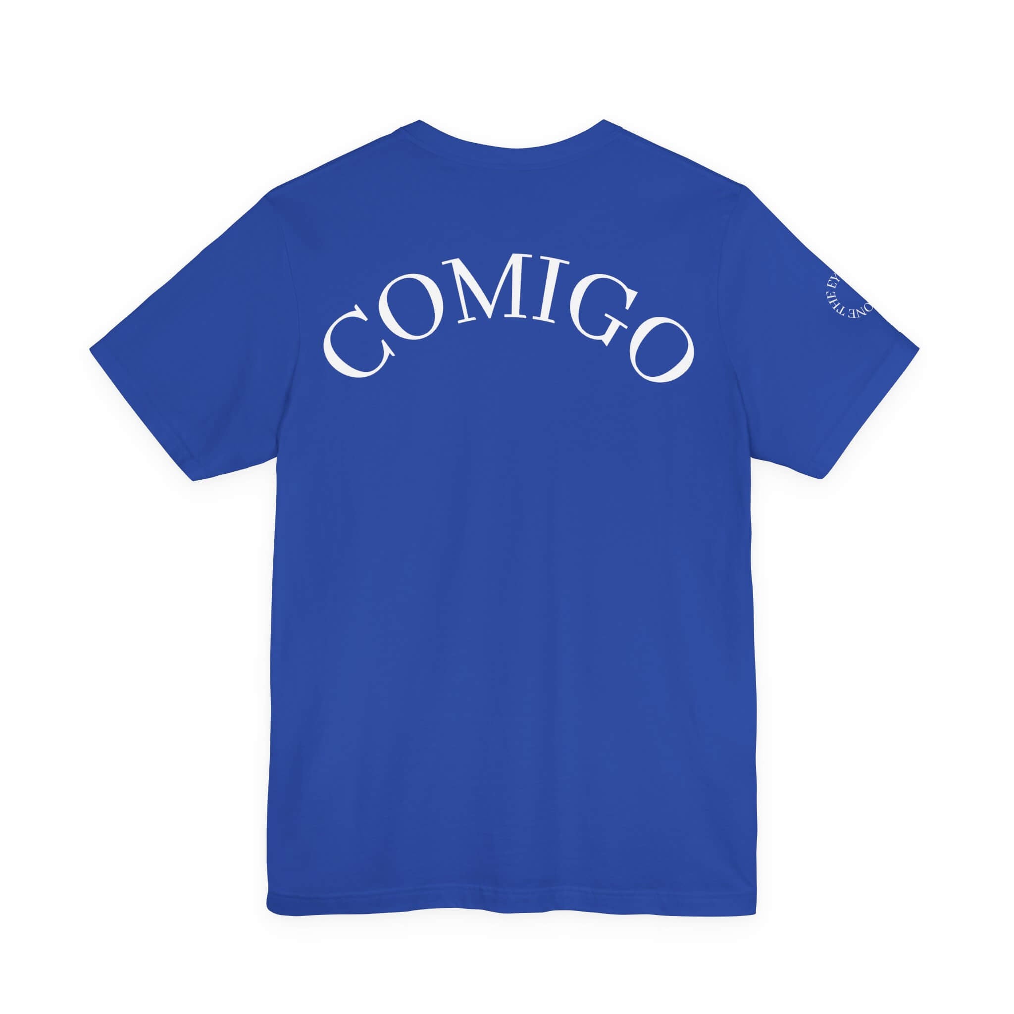 True Royal COMIGO CLOTHING CO. Rboss soft t-shirt with "comigo" writing on the back.