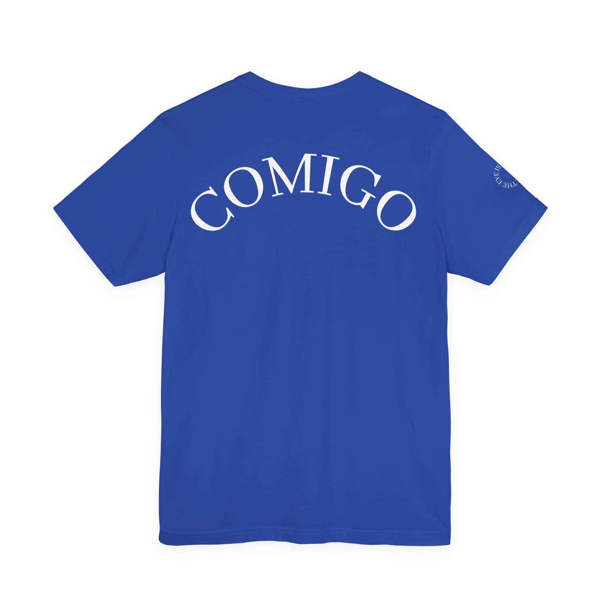 True Royal COMIGO CLOTHING CO. Shelleton Plague soft t-shirt with "comigo" writing on the back.