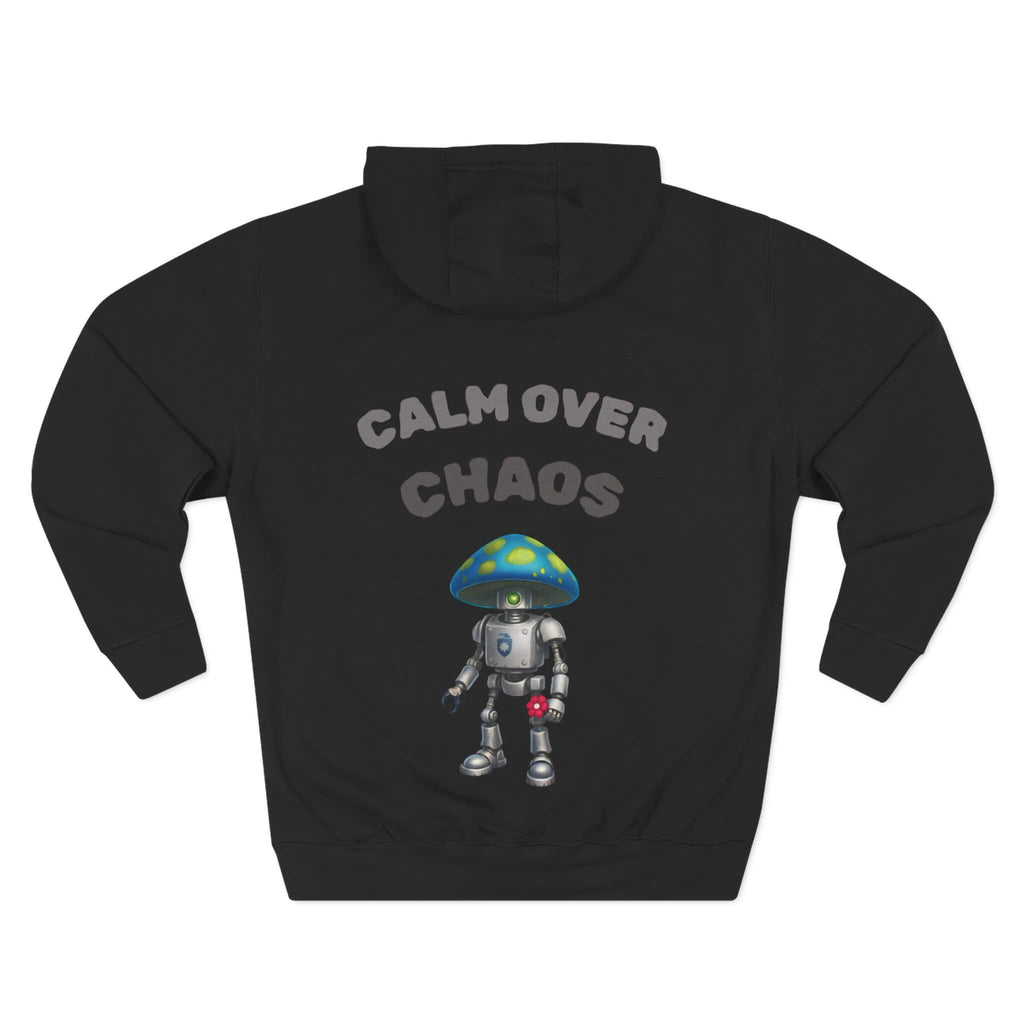 Black back: "Black COMIGO CLOTHING CO. Static Boom hoodie with a static boom graphic on the back."
