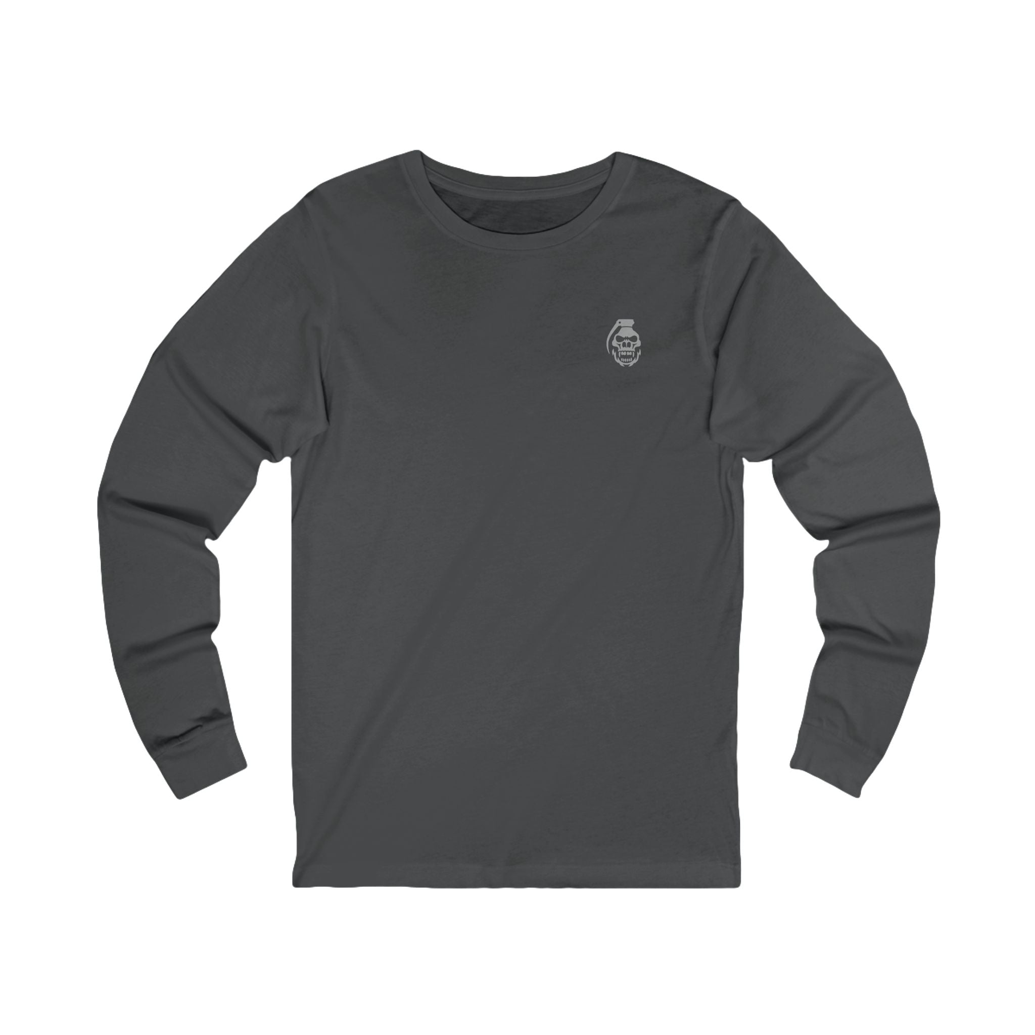 Gray long-sleeve shirt with a small logo on a white background bone mechanic | COMIGO CLOTHING CO.
