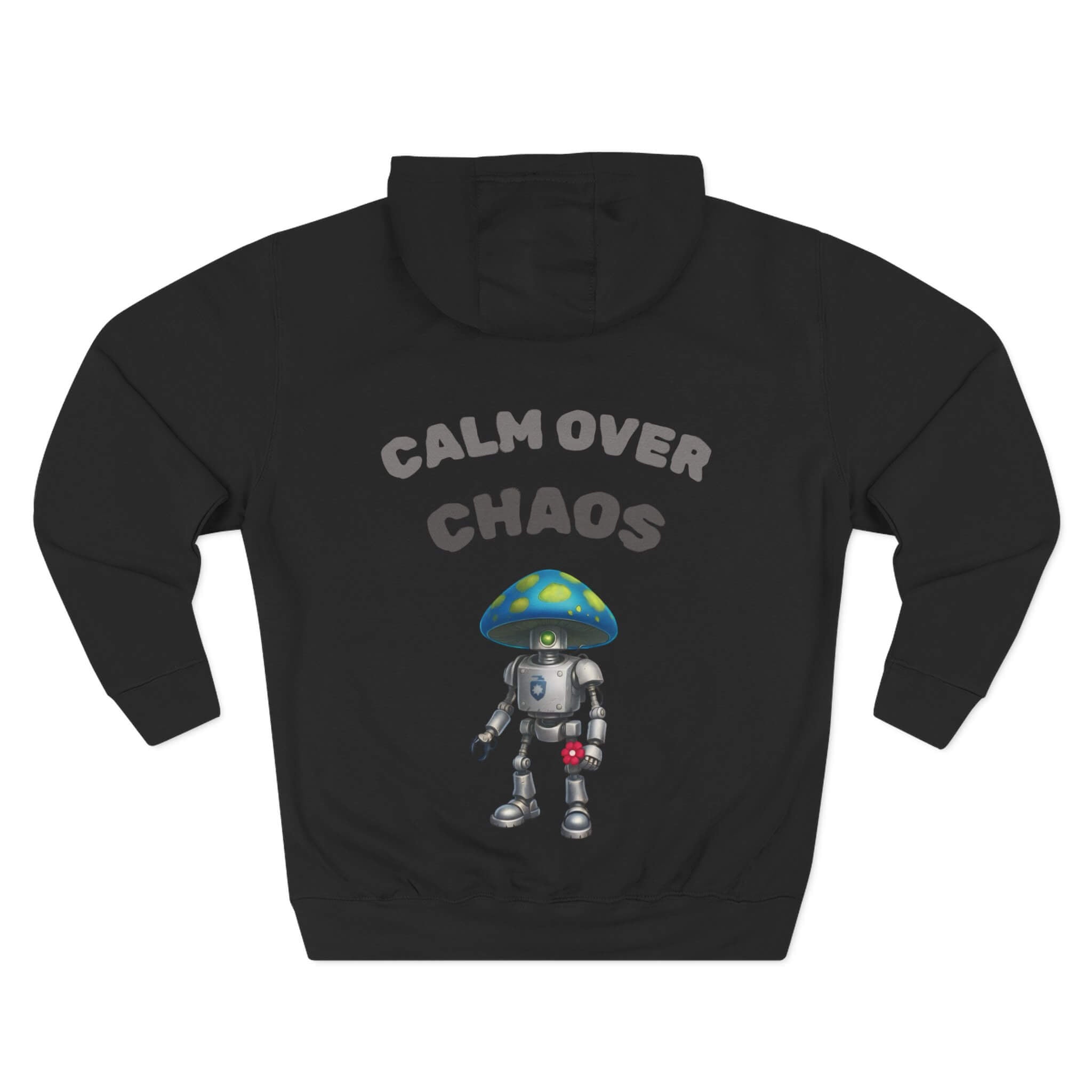 back of calm over chaos hoodie in black with graphic design rough oggin | COMIGO CLOTHING CO.