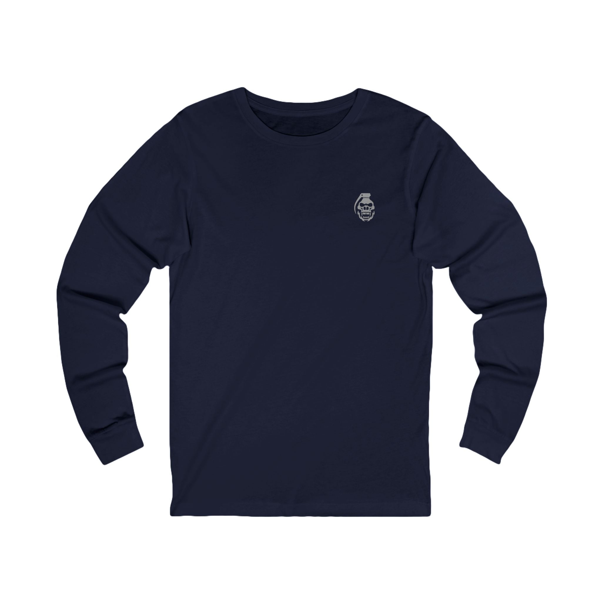 Navy blue long-sleeve shirt with a small logo on the chest against a white background original | COMIGO CLOTHING CO.