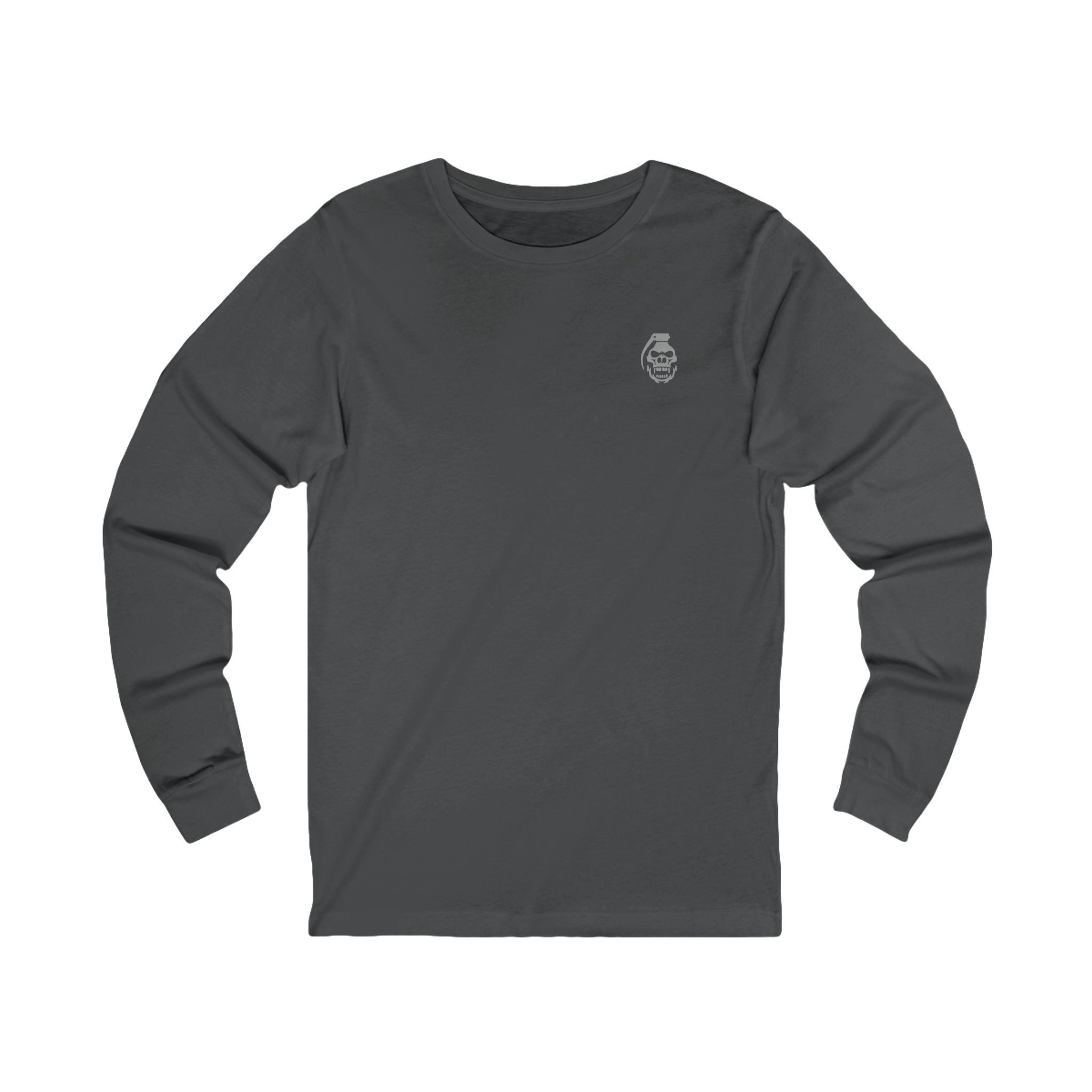 Gray long-sleeve shirt with a small logo on a white background serpent oracle | COMIGO CLOTHING CO.