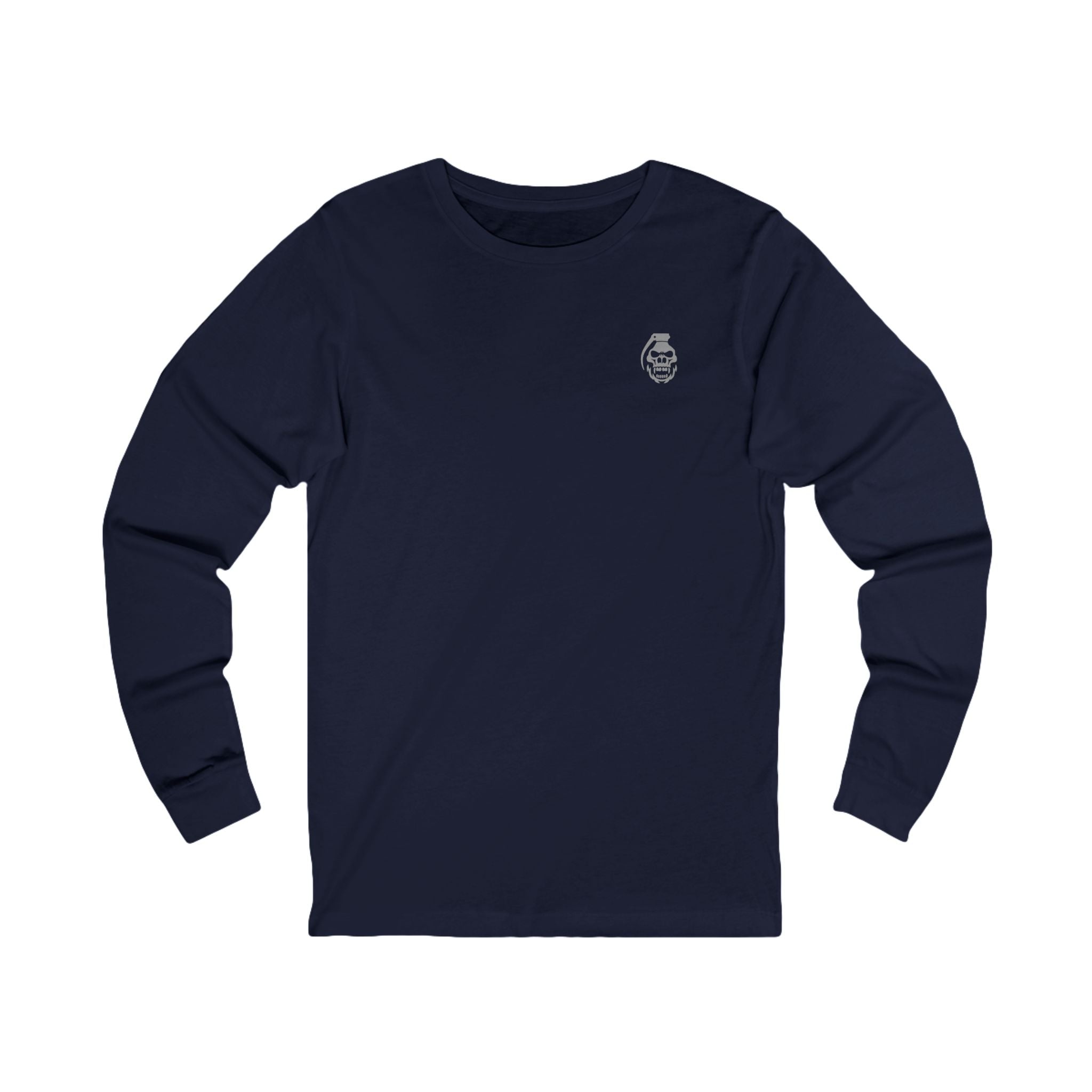 Navy blue long-sleeve shirt with a small logo on a white background serpent oracle | COMIGO CLOTHING CO.