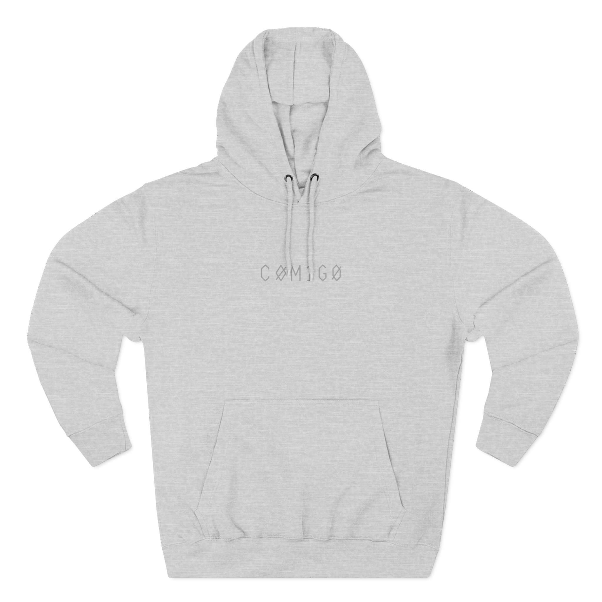 Gray hoodie with 'Cómigo' logo on a white background spirit watcher |  COMIGO CLOTHING CO.