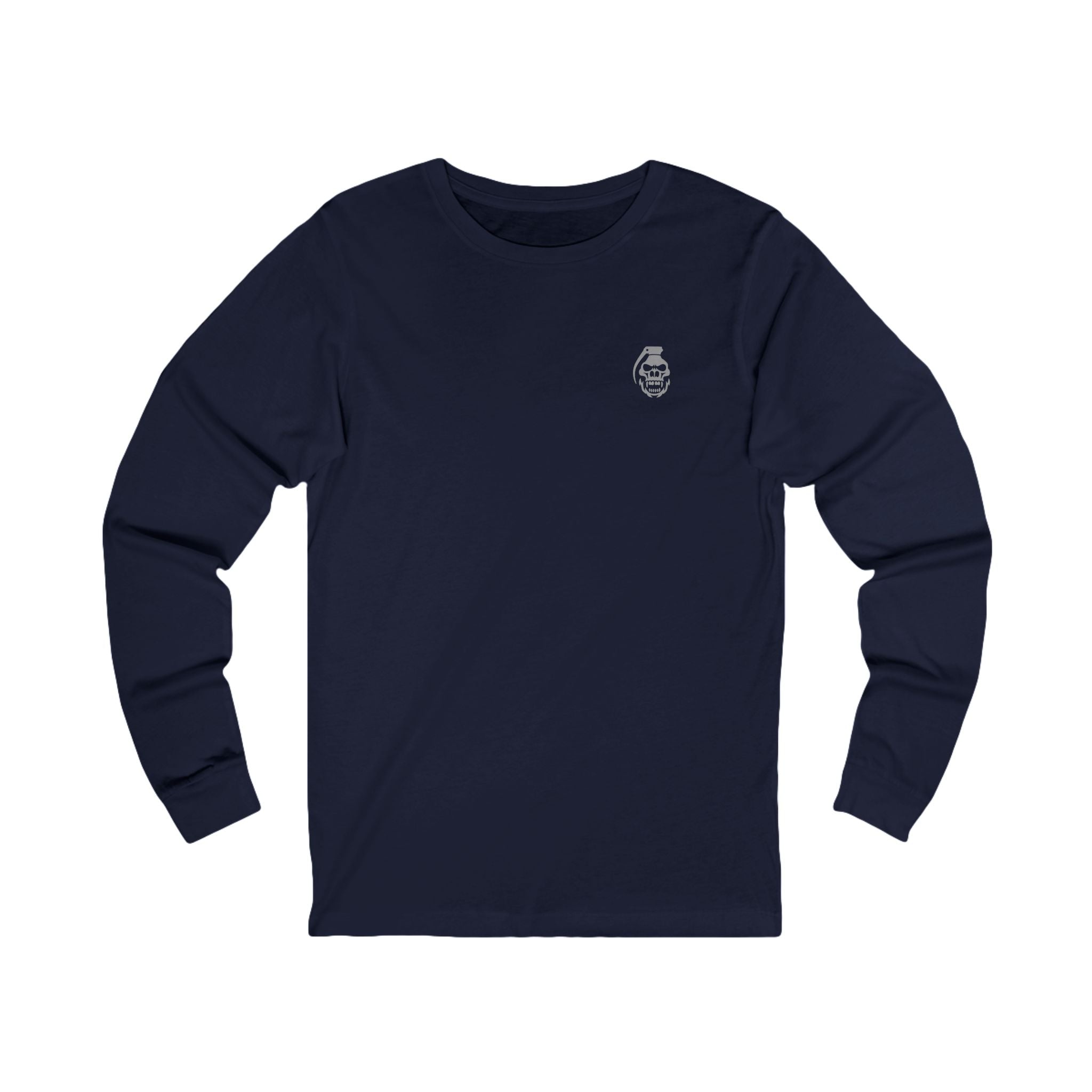 Navy blue long-sleeve shirt with a small logo on the chest against a white background spirit watcher | COMIGO CLOTHING CO.