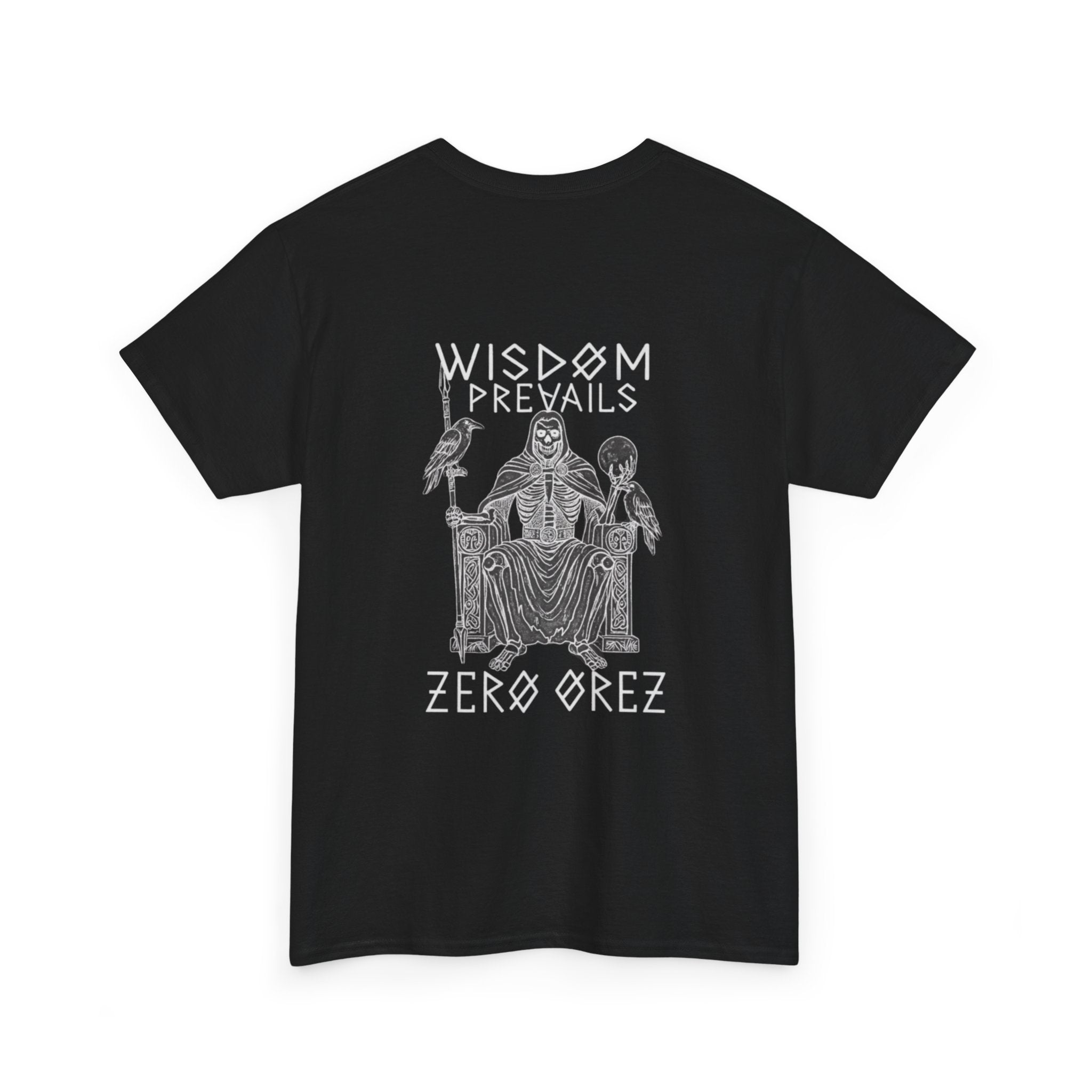 back of wisdom prevails tee in black with graphic design and zero orez wisdom prevails | COMIGO CLOTHING CO.