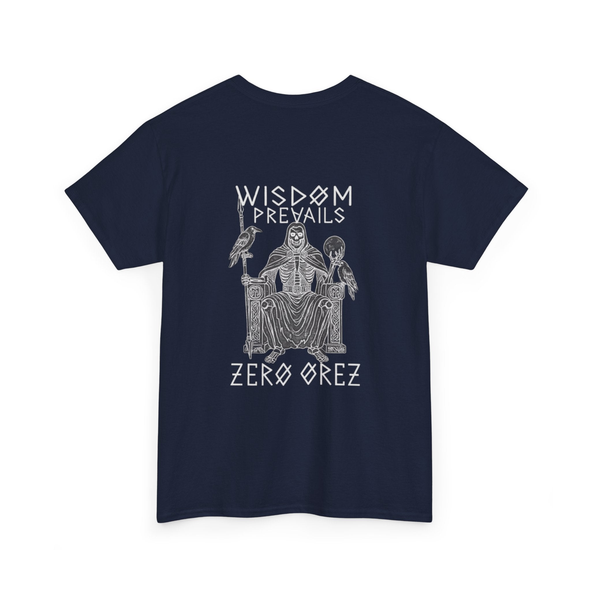 back of wisdom prevails tee in blue with graphic design and zero orez wisdom prevails | COMIGO CLOTHING CO.