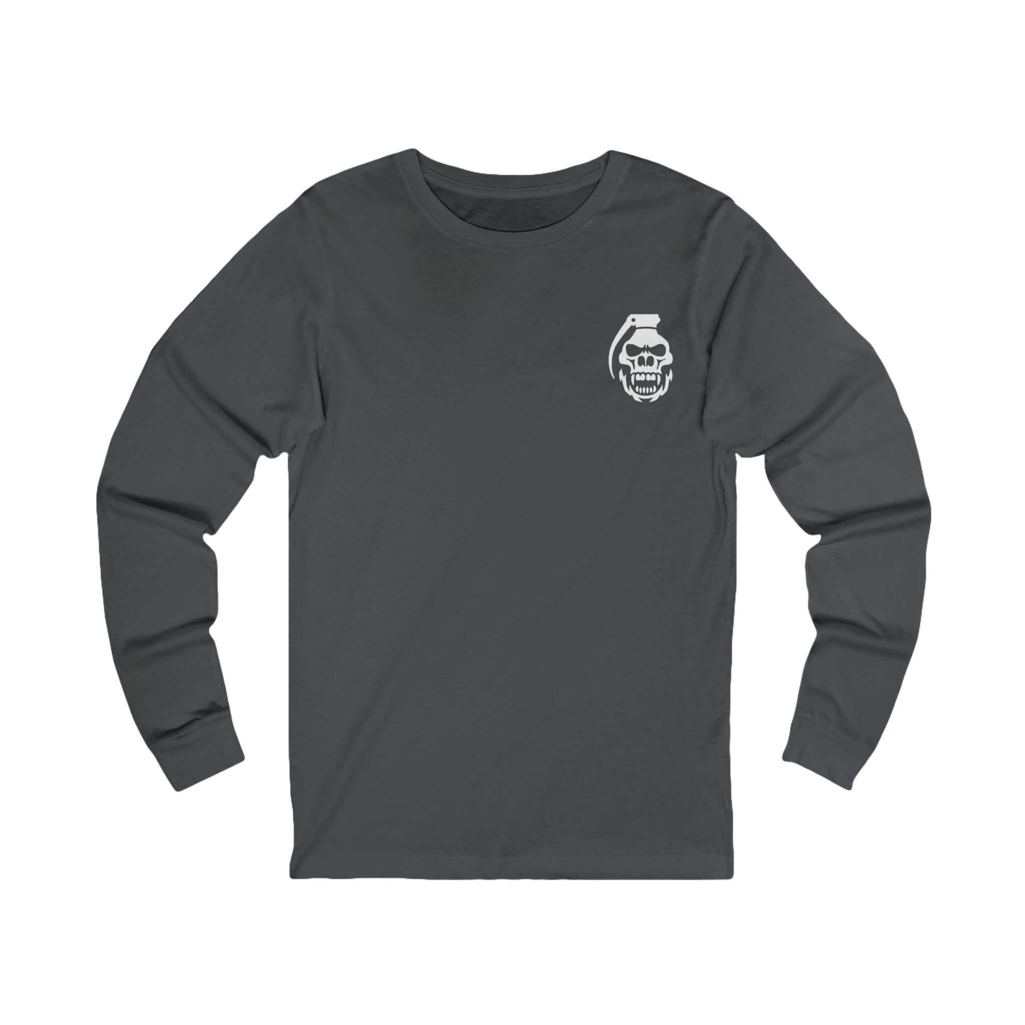 Asphalt COMIGO CLOTHING CO. Serpent Oracle longsleeve with a comigo skull grenade logo graphic on the front.
