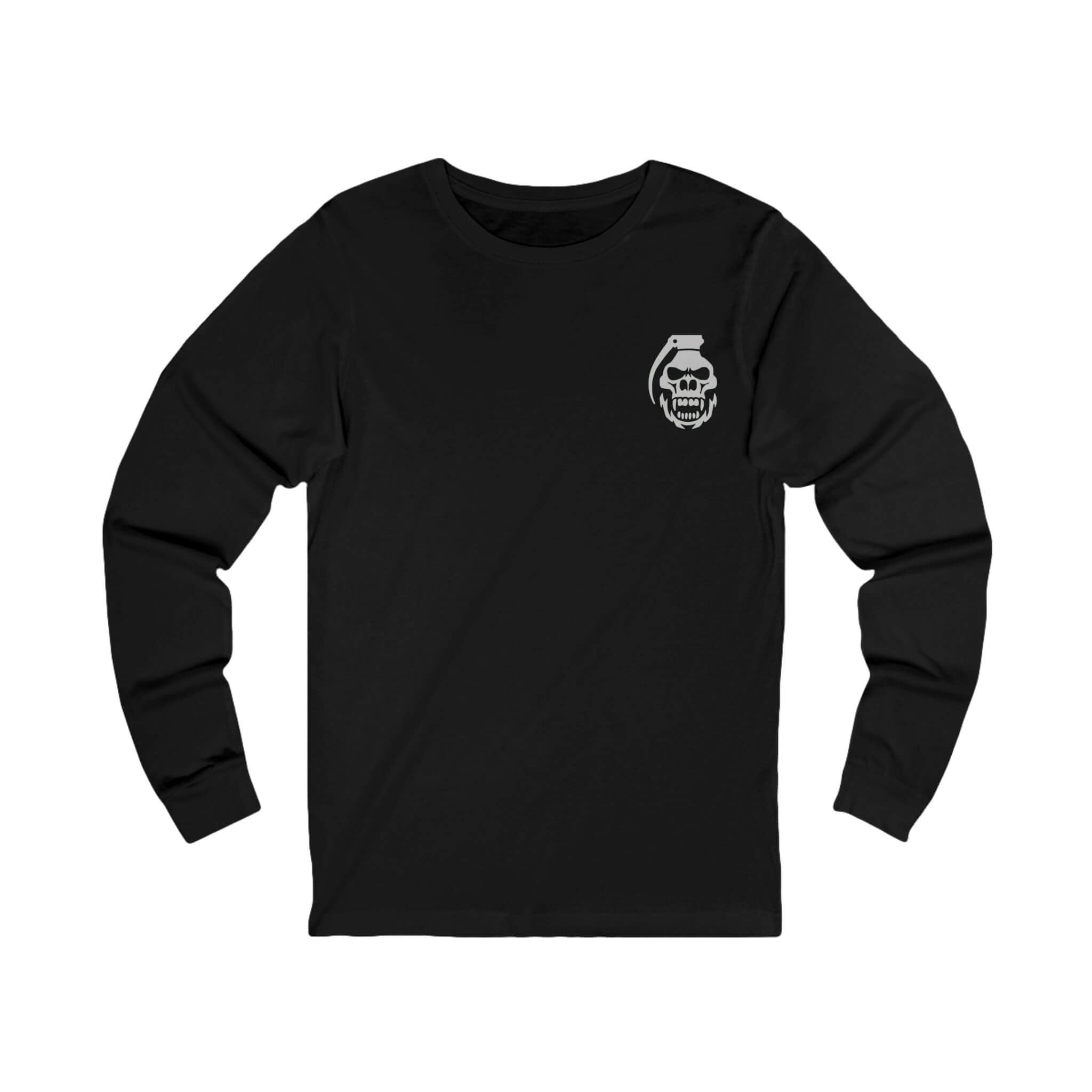 Black COMIGO CLOTHING CO. Spirit Watcher longsleeve with a comigo skull grenade logo graphic on the front.