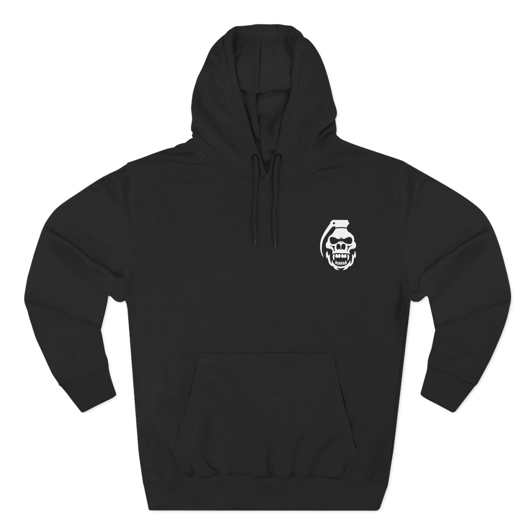 Black COMIGO CLOTHING CO. Serpent Oracle hoodie with a comigo skull grenade logo graphic on the front.
