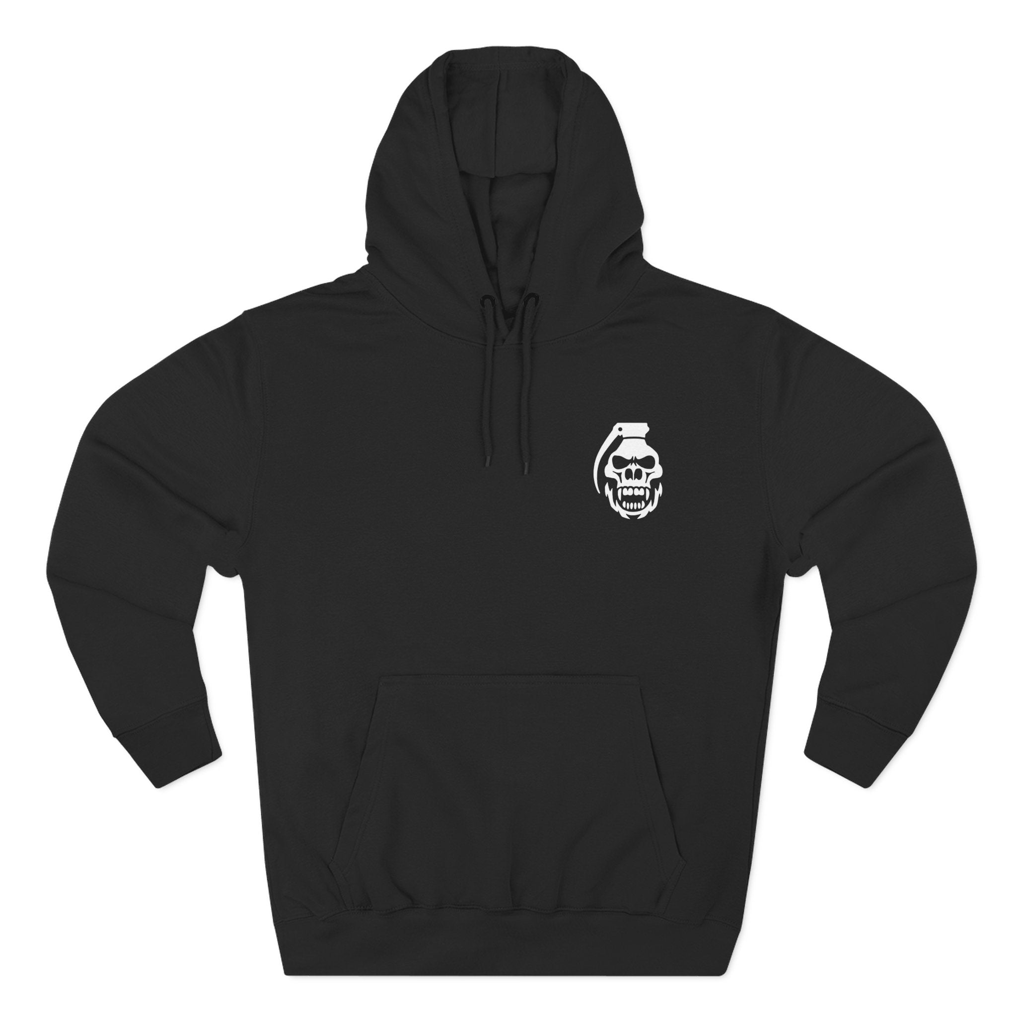 Black COMIGO CLOTHING CO. Spirit Watcher hoodie with a comigo skull grenade logo graphic on the front.