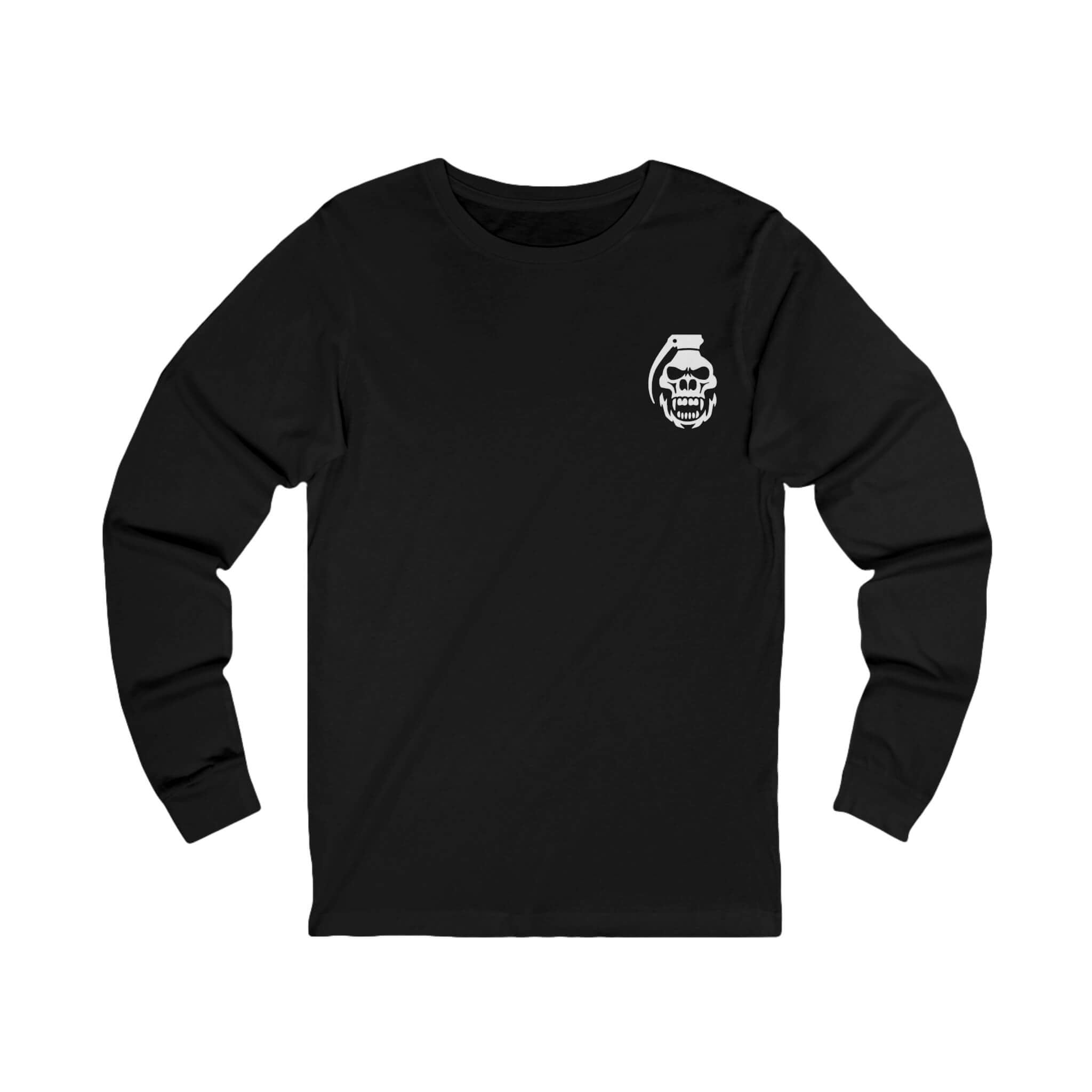 Black COMIGO CLOTHING CO. Spirit Watcher longsleeve with a comigo skull grenade logo graphic on the front.