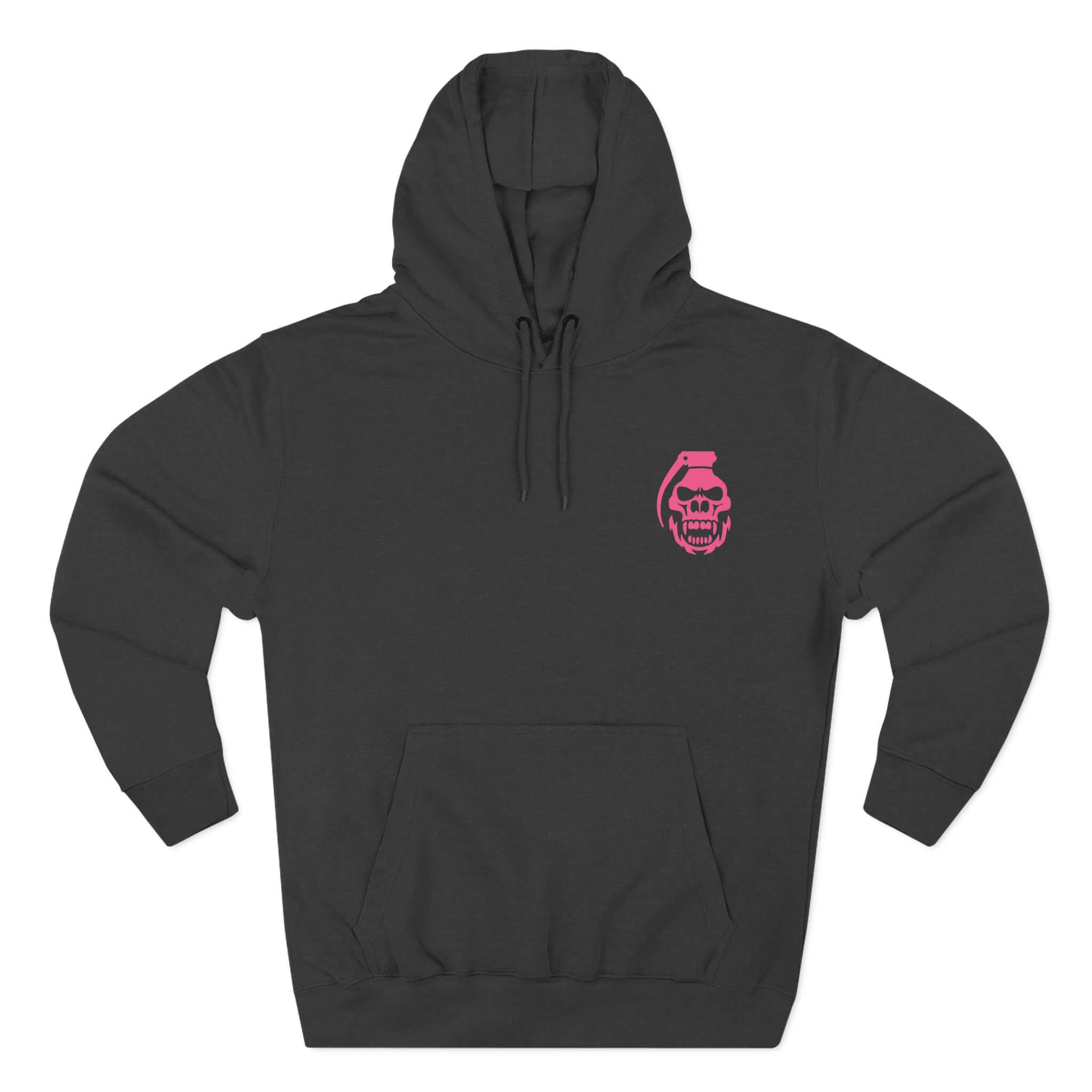 Charcoal Heather COMIGO CLOTHING CO. Lime Lite Rendezvous hoodie with a comigo skull grenade logo graphic on the front.