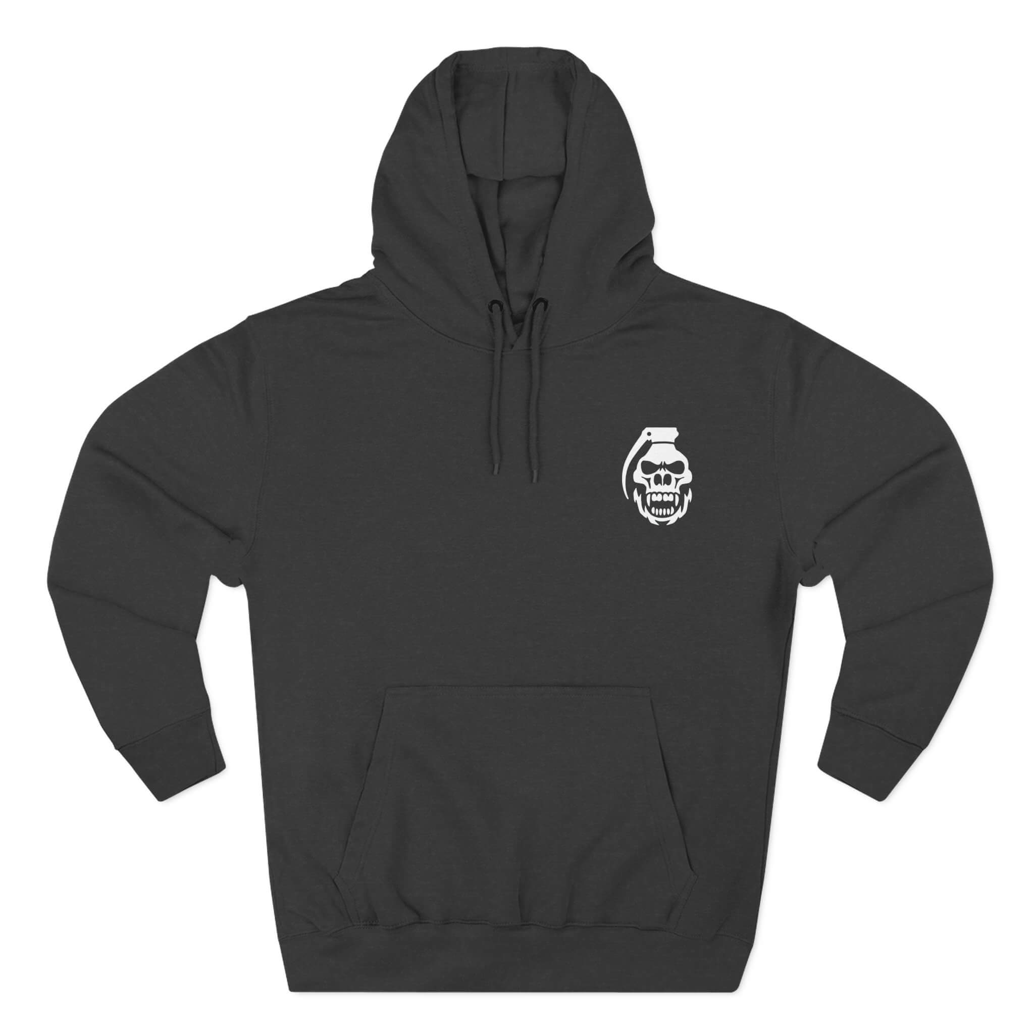 Charcoal Heather COMIGO CLOTHING CO. Serpent Oracle hoodie with a comigo skull grenade logo graphic on the front.