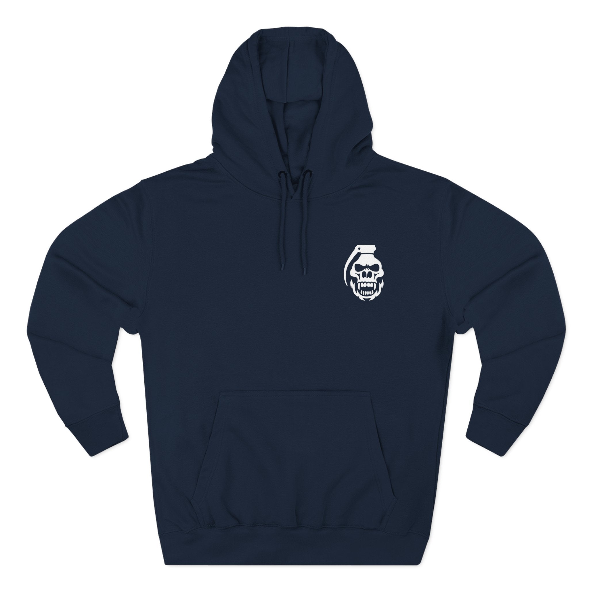 Navy COMIGO CLOTHING CO. Spirit Watcher hoodie with a comigo skull grenade logo graphic on the front.