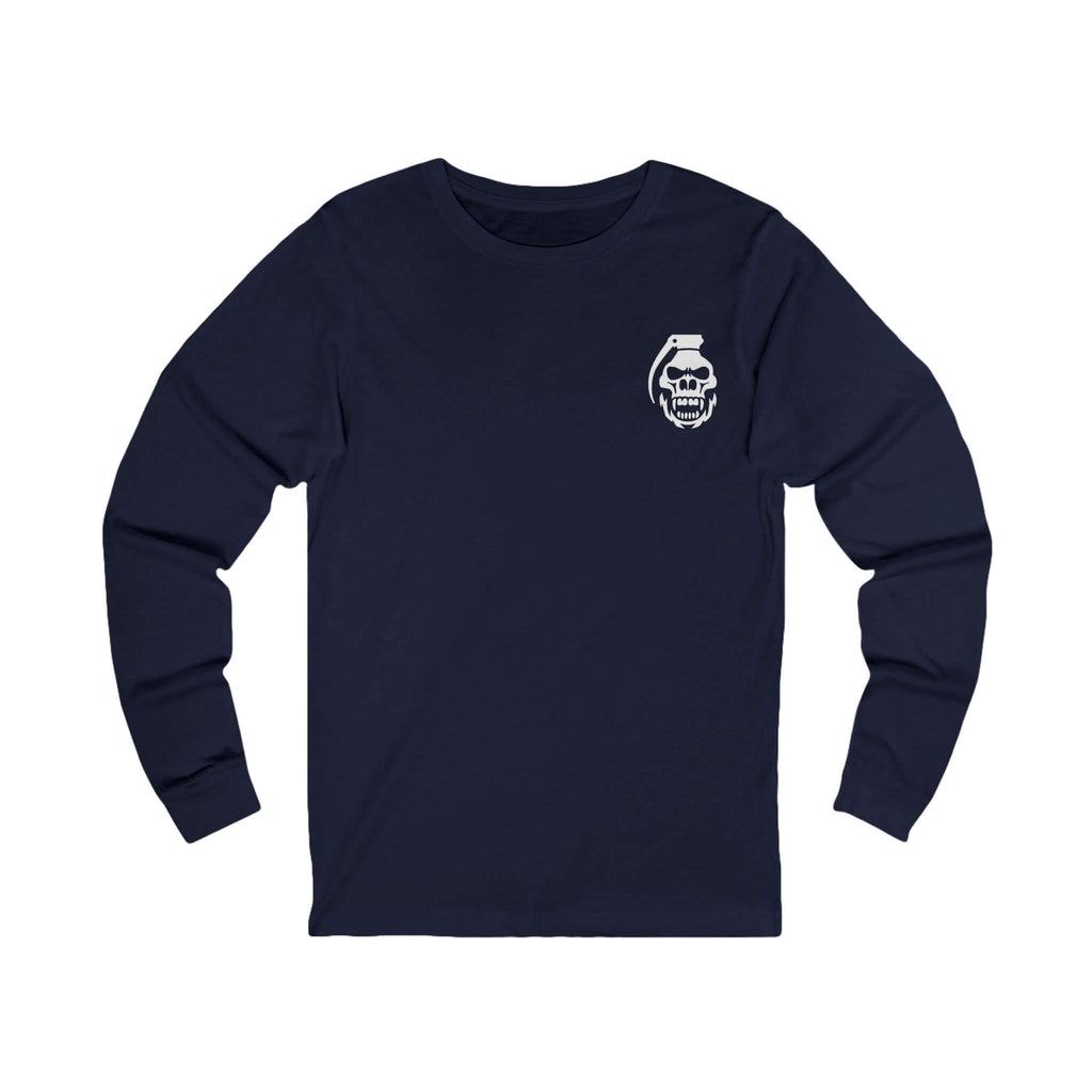 Navy COMIGO CLOTHING CO. Spirit Watcher longsleeve with a comigo skull grenade logo graphic on the front.