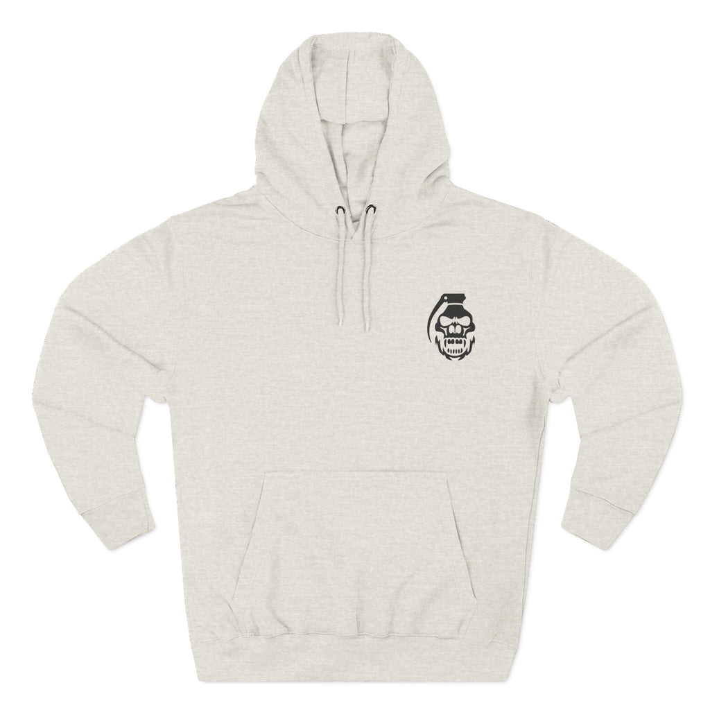 Oatmeal Heather COMIGO CLOTHING CO. Serpent Oracle hoodie with a comigo skull grenade logo graphic on the front.