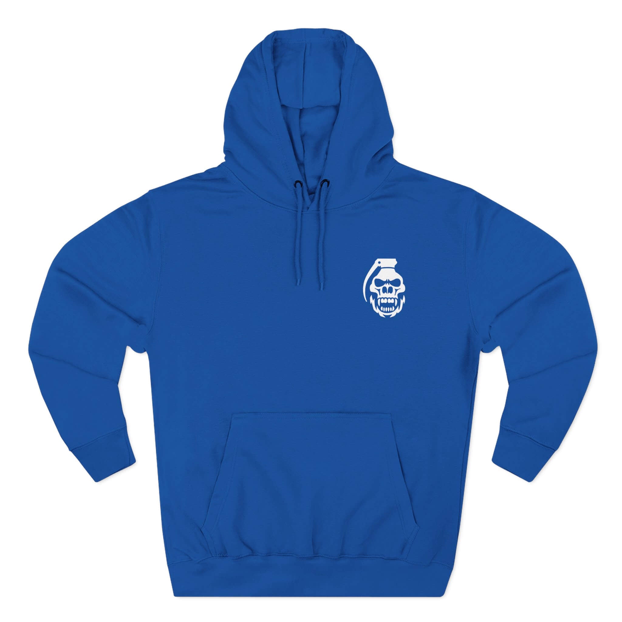 Royal Blue COMIGO CLOTHING CO. Alchemist of Cards hoodie with a comigo skull grenade logo graphic on the front.