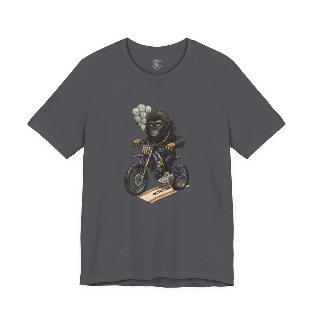 Asphalt COMIGO CLOTHING CO. Rboss soft t-shirt with the rboss graphic on the front.