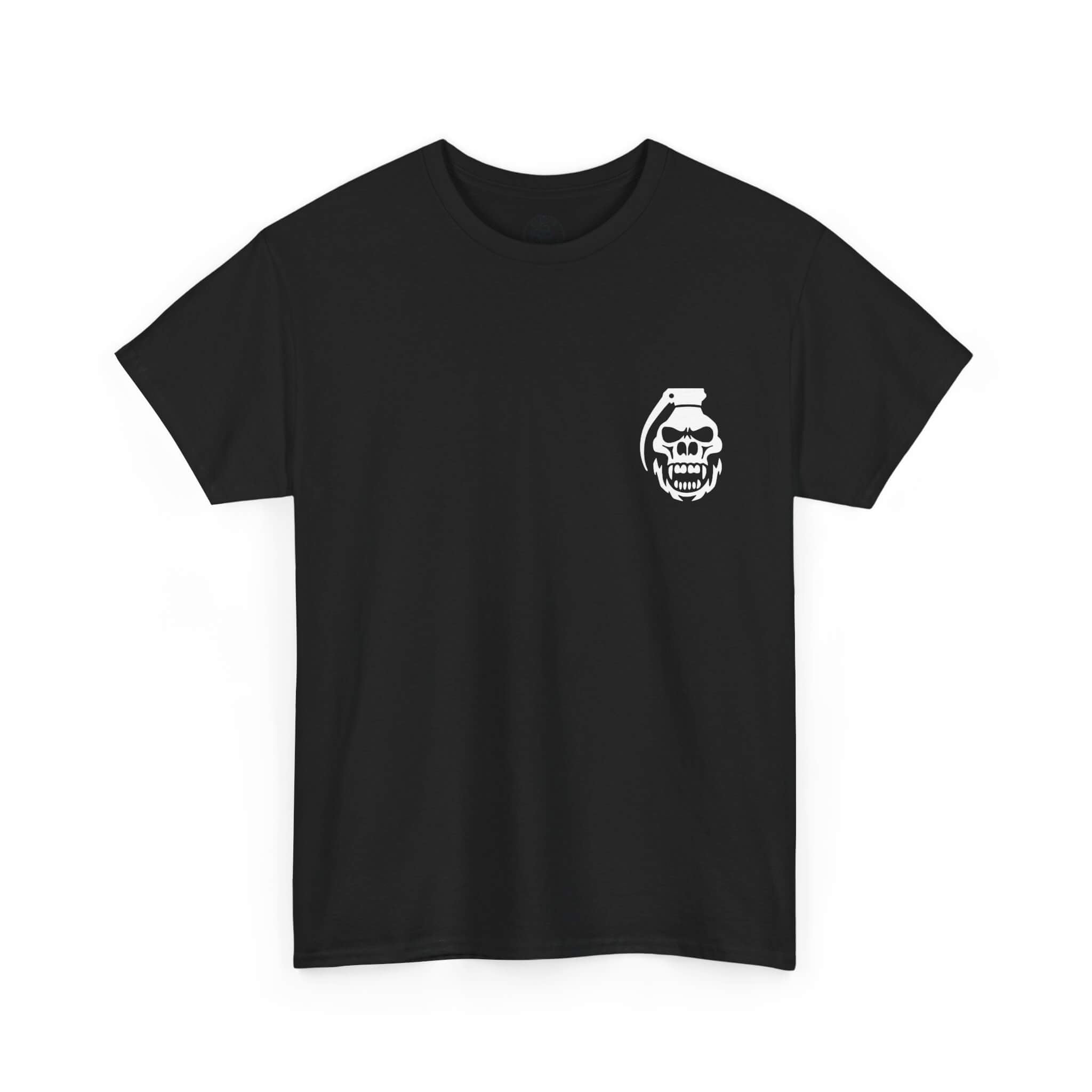 Black COMIGO CLOTHING CO. Original Comigo t-shirt with a comigo skull grenade logo graphic on the front.