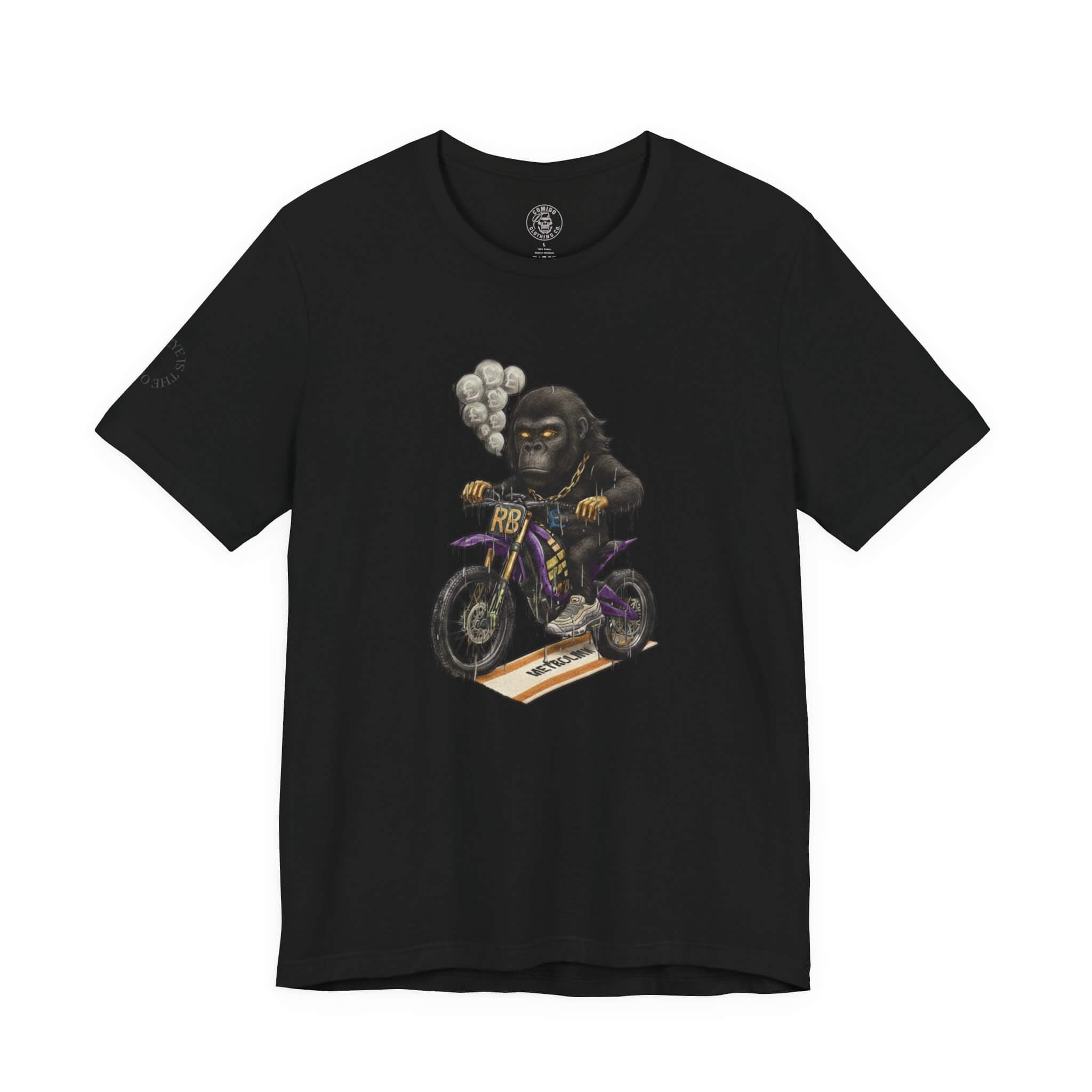 Black COMIGO CLOTHING CO. Rboss soft t-shirt with the rboss graphic on the front.