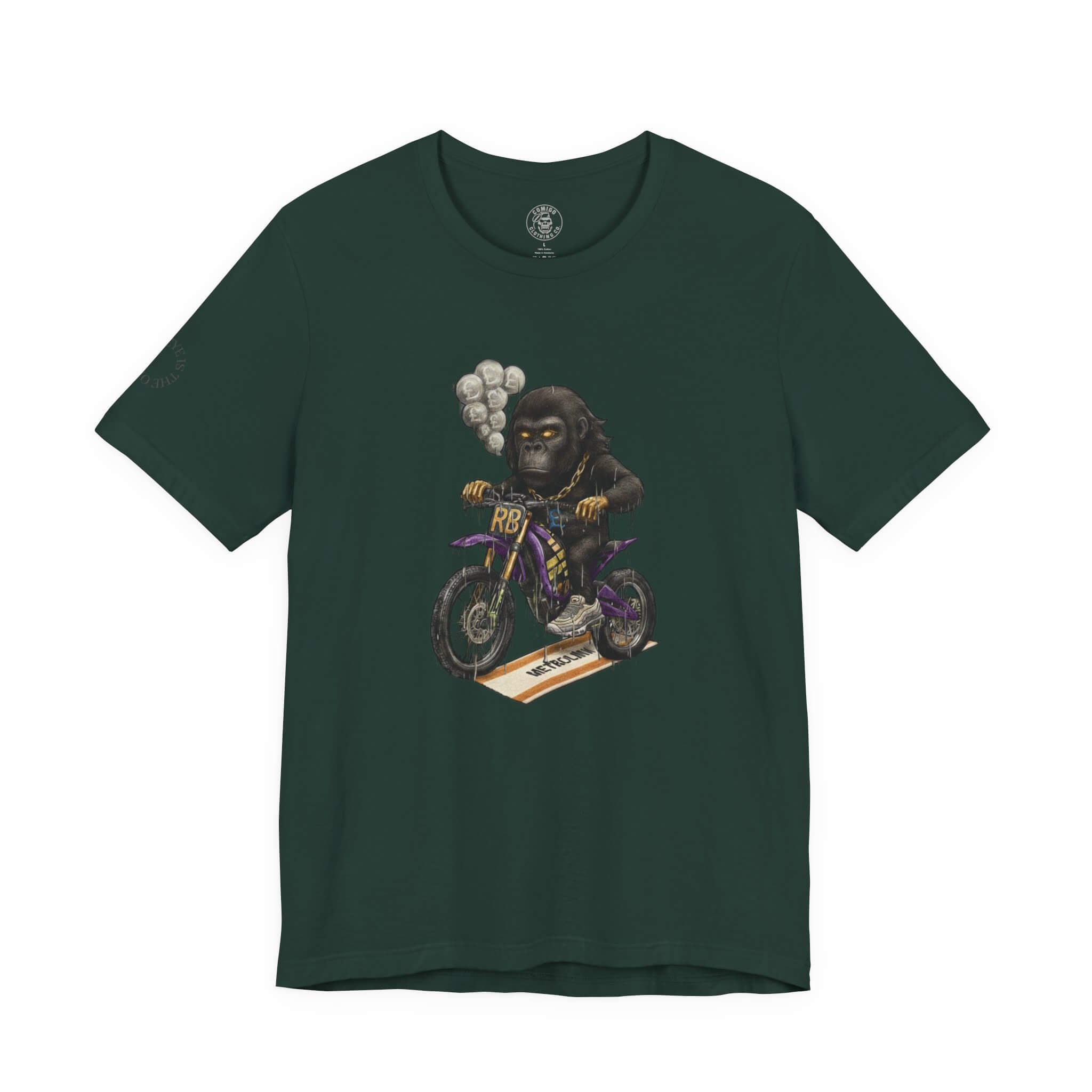 Forest COMIGO CLOTHING CO. Rboss soft t-shirt with the rboss graphic on the front.
