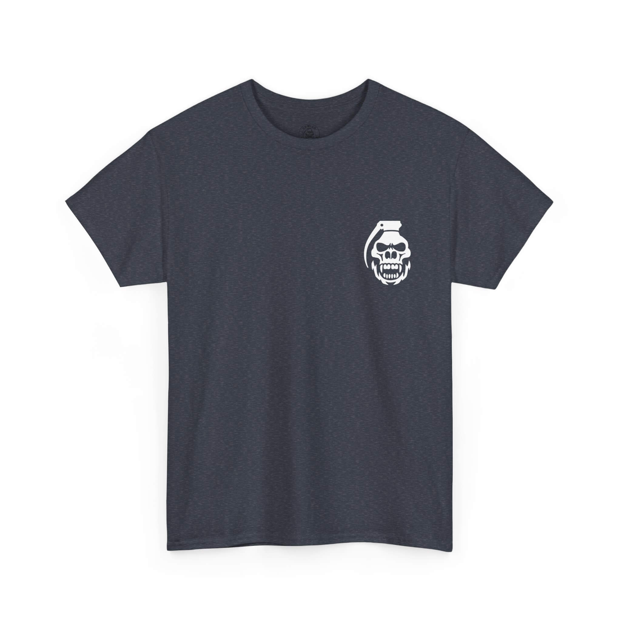 Heather Grey COMIGO CLOTHING CO. Alchemist of Cards hoodie with a comigo skull grenade logo graphic on the front.